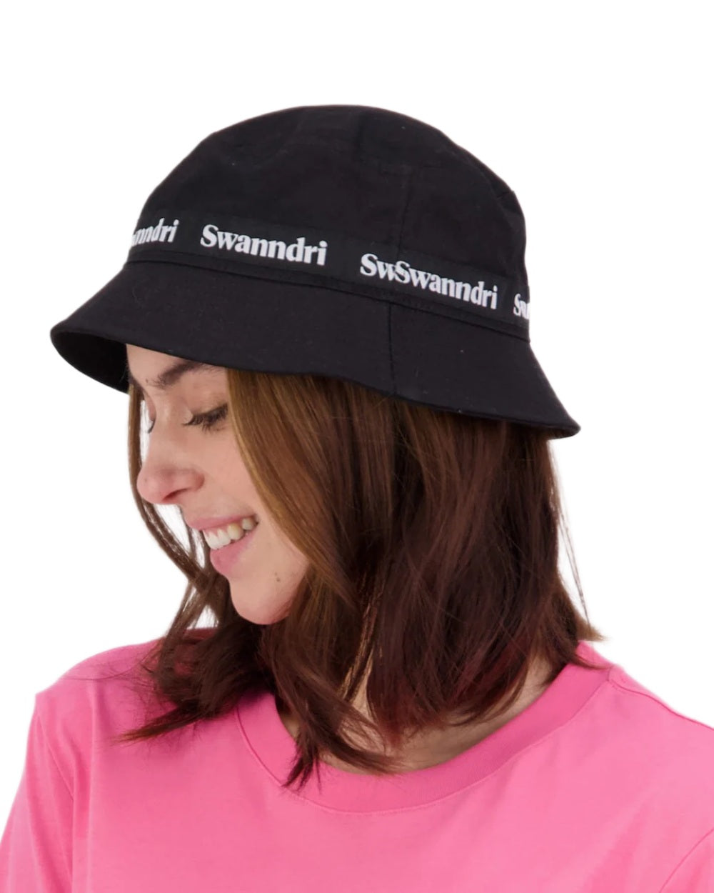 Black coloured Swanndri Swanni Bucket Hat on white background