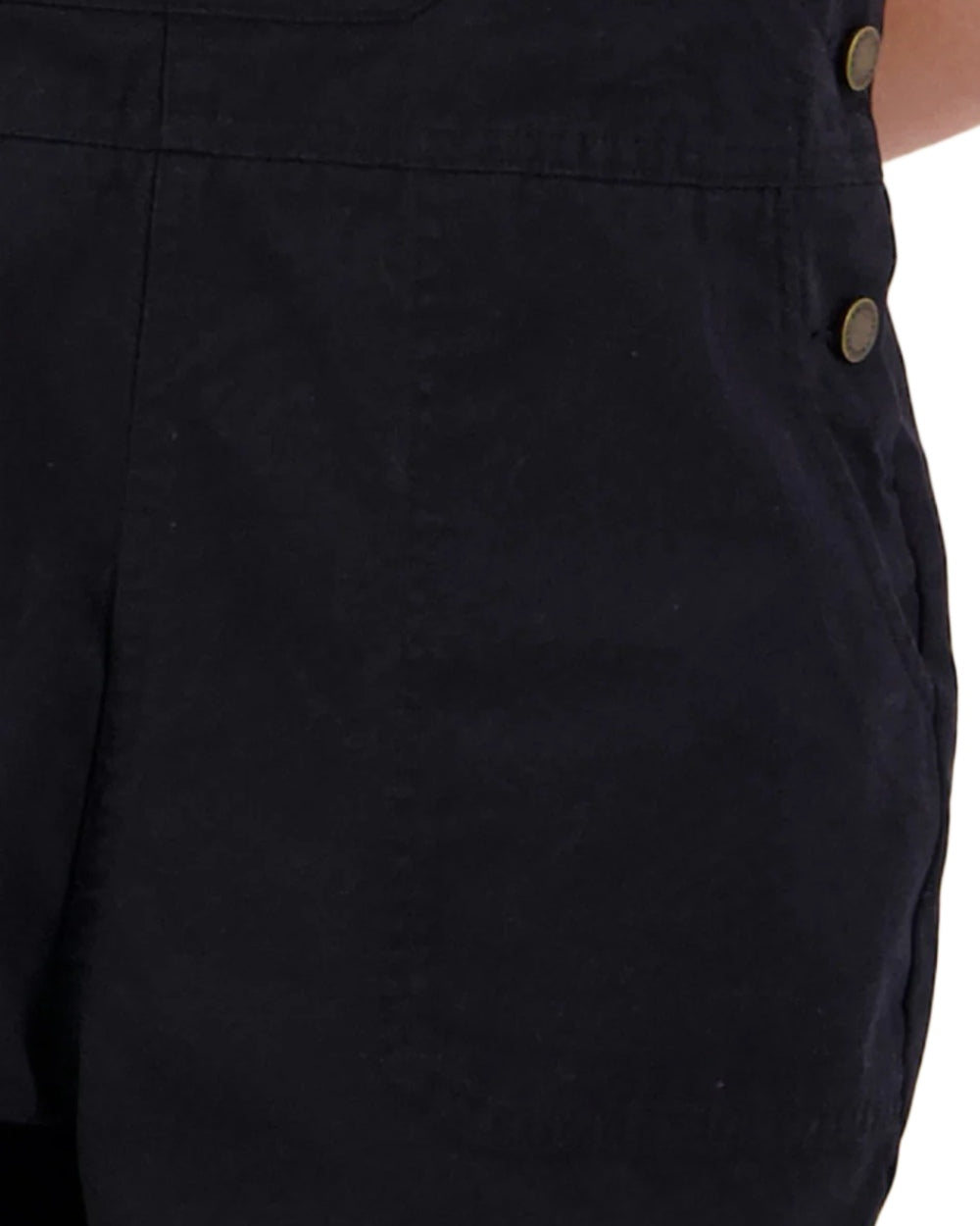Black coloured Swanndri Womens Brooklyn V2 Short Dungarees on white background