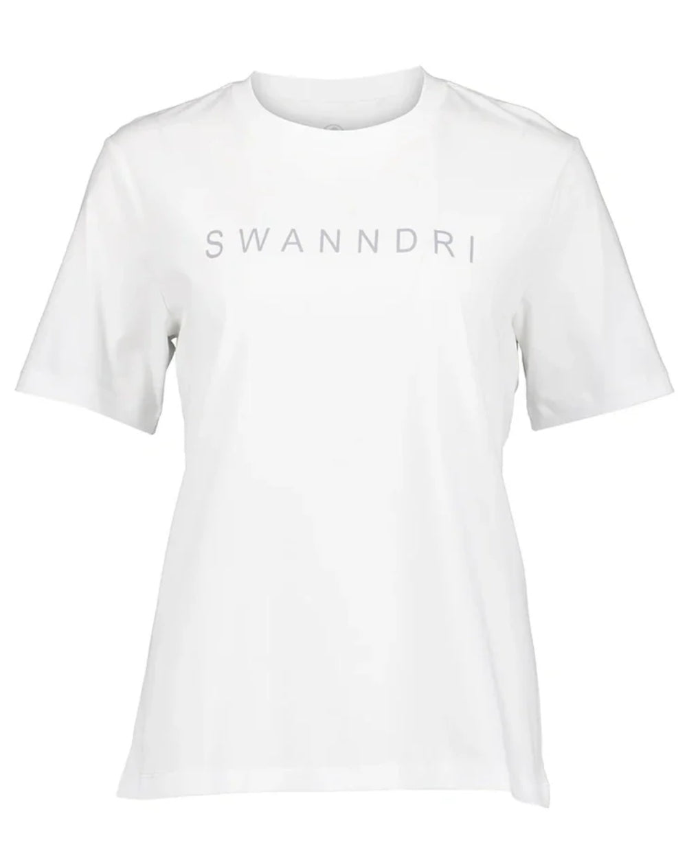 White Platinum coloured Swanndri Womens Script V2 T-Shirt on white background