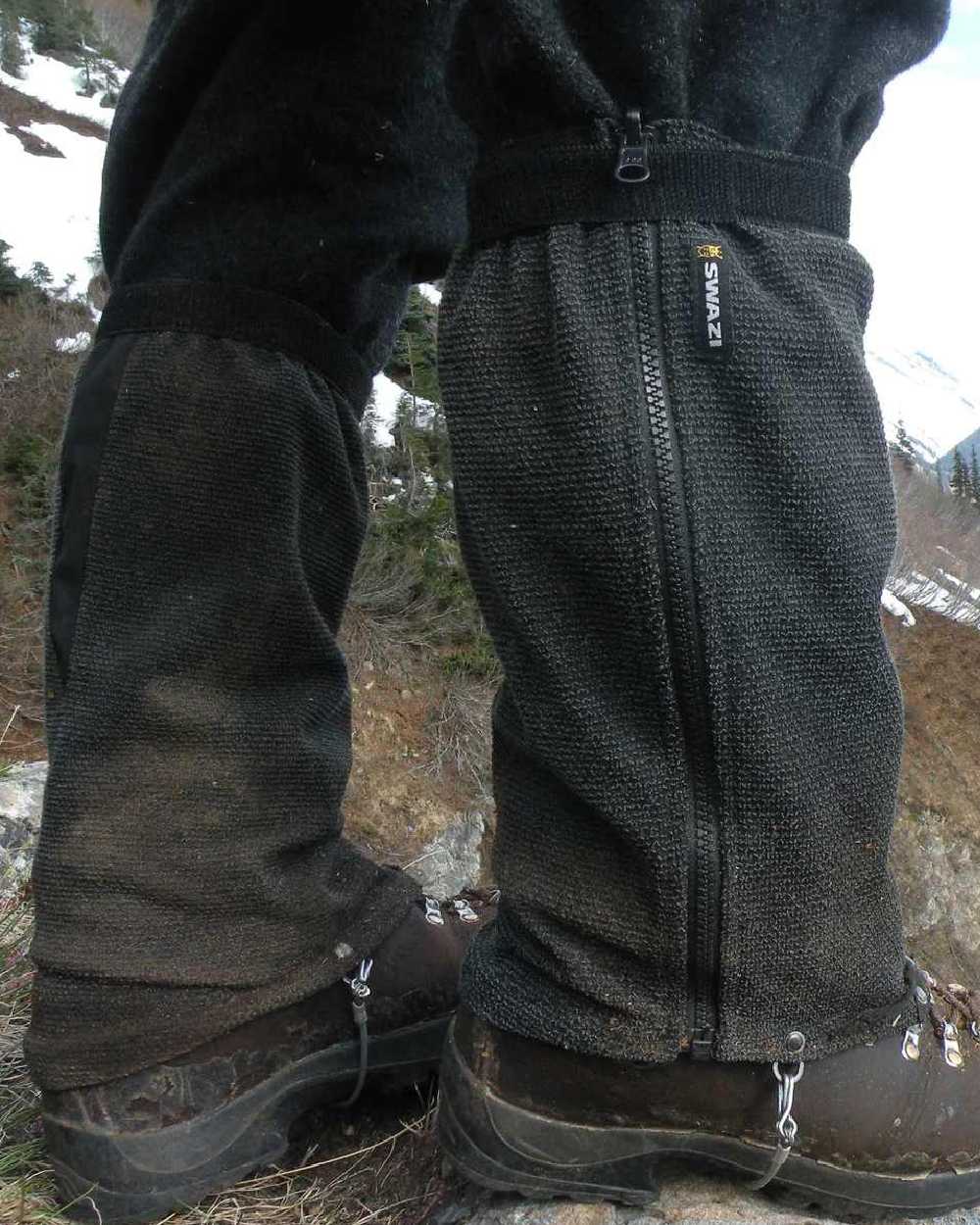 Black Coloured Swazi Ali-Gaiters on outdoor background