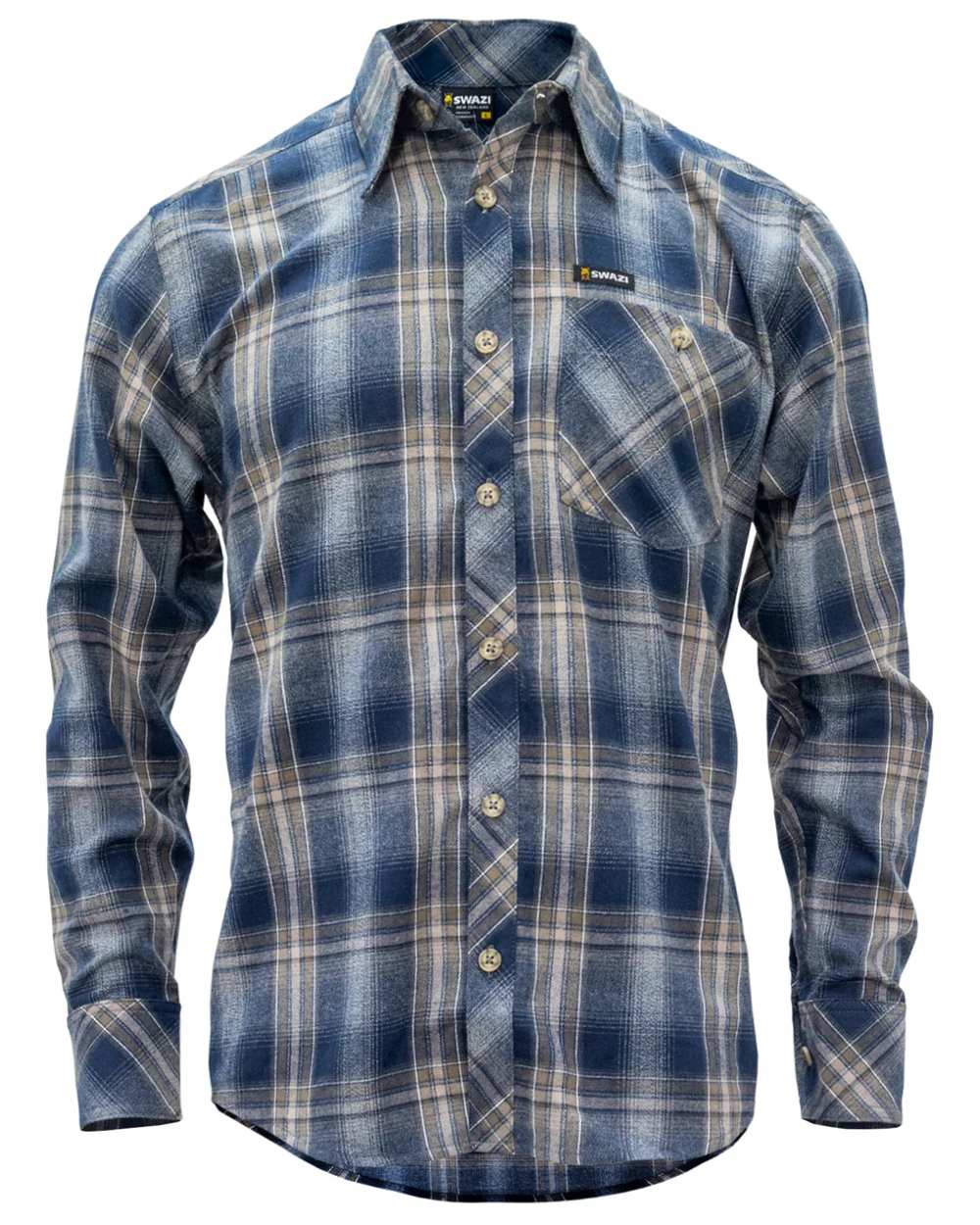 Navy coloured Swazi Grafter Shirt on white background