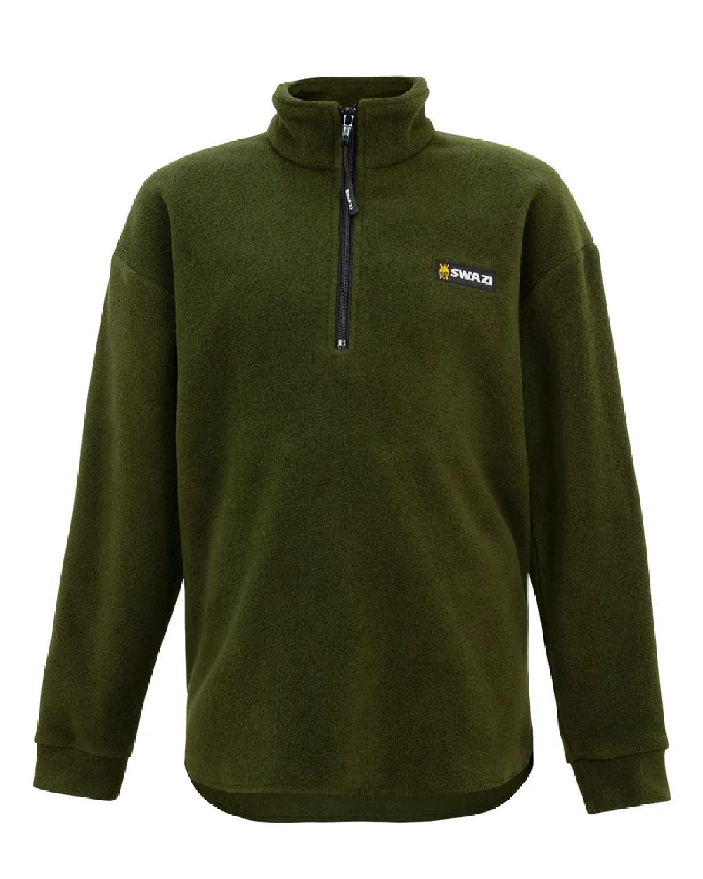 Olive coloured Swazi Kids Bush Shirt on white background