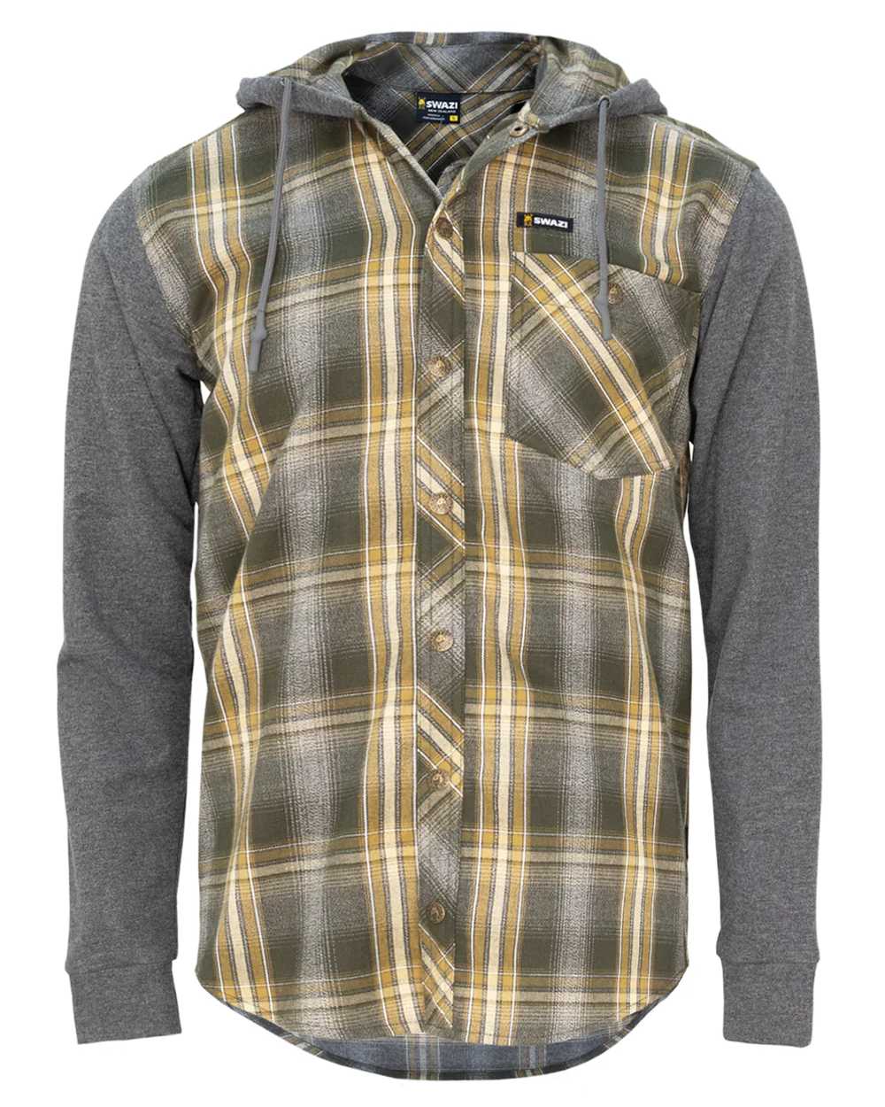 Olive coloured Swazi Mens Apprentice Shirt on white background