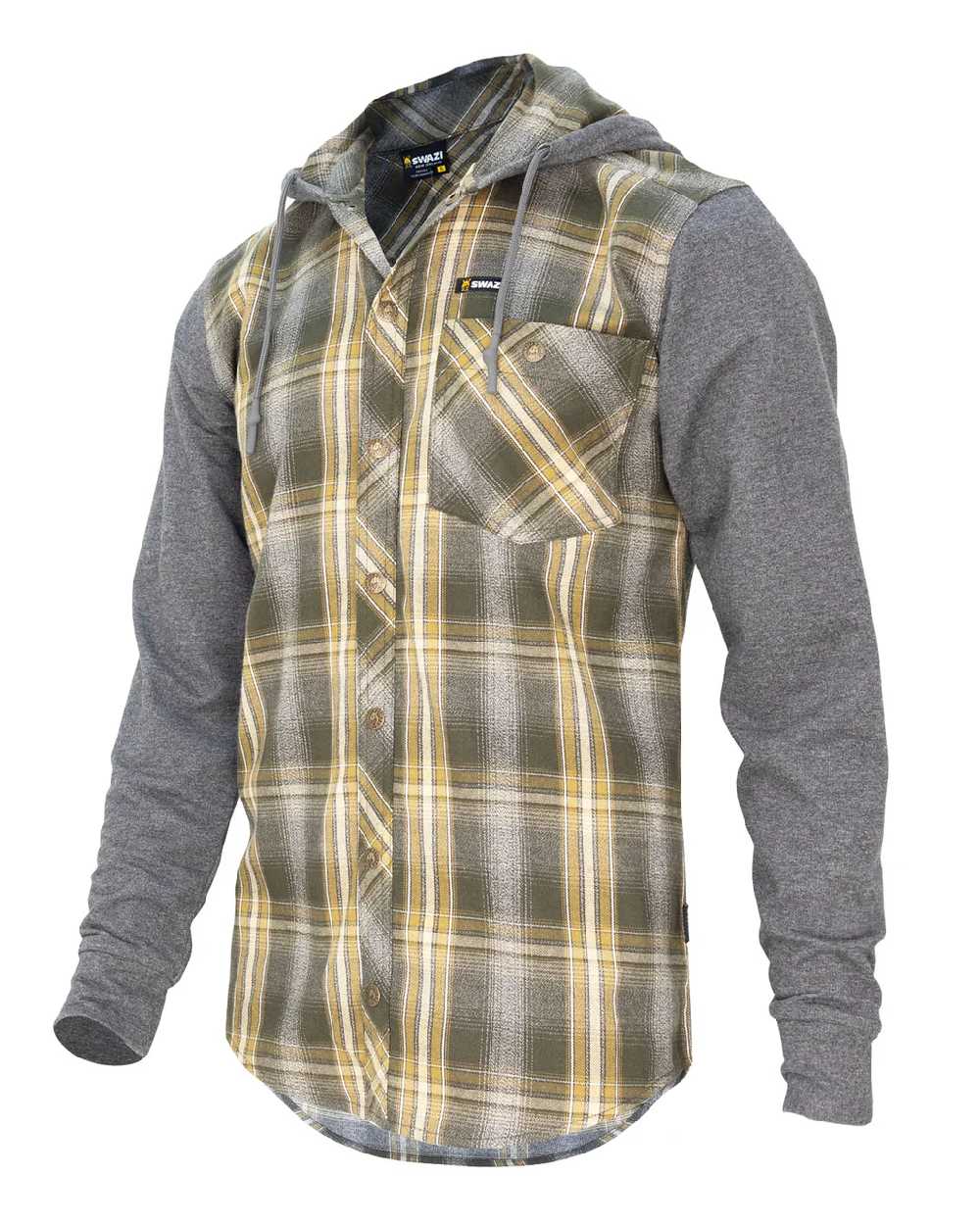 Olive coloured Swazi Mens Apprentice Shirt on white background