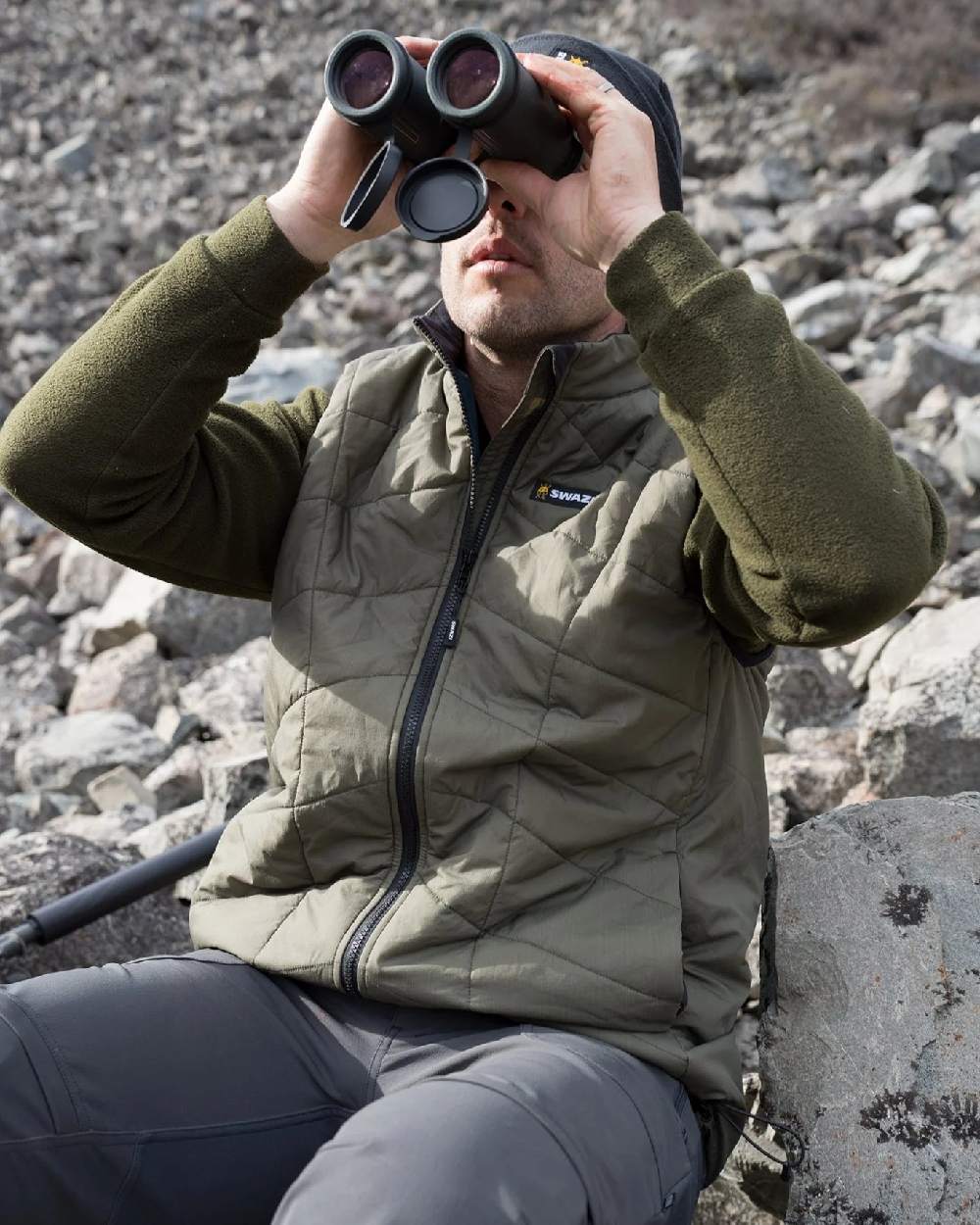 Ranger Coloured Swazi Mens Chamois Lightweight Insulation Vest on outdoor background