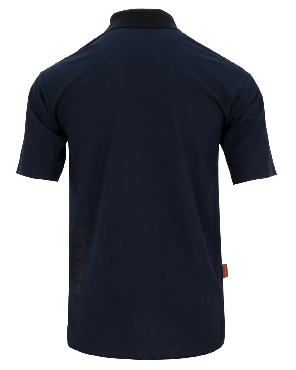 Navy coloured Swazi Mens Climb Max Short Sleeve Polo T-Shirt on white background