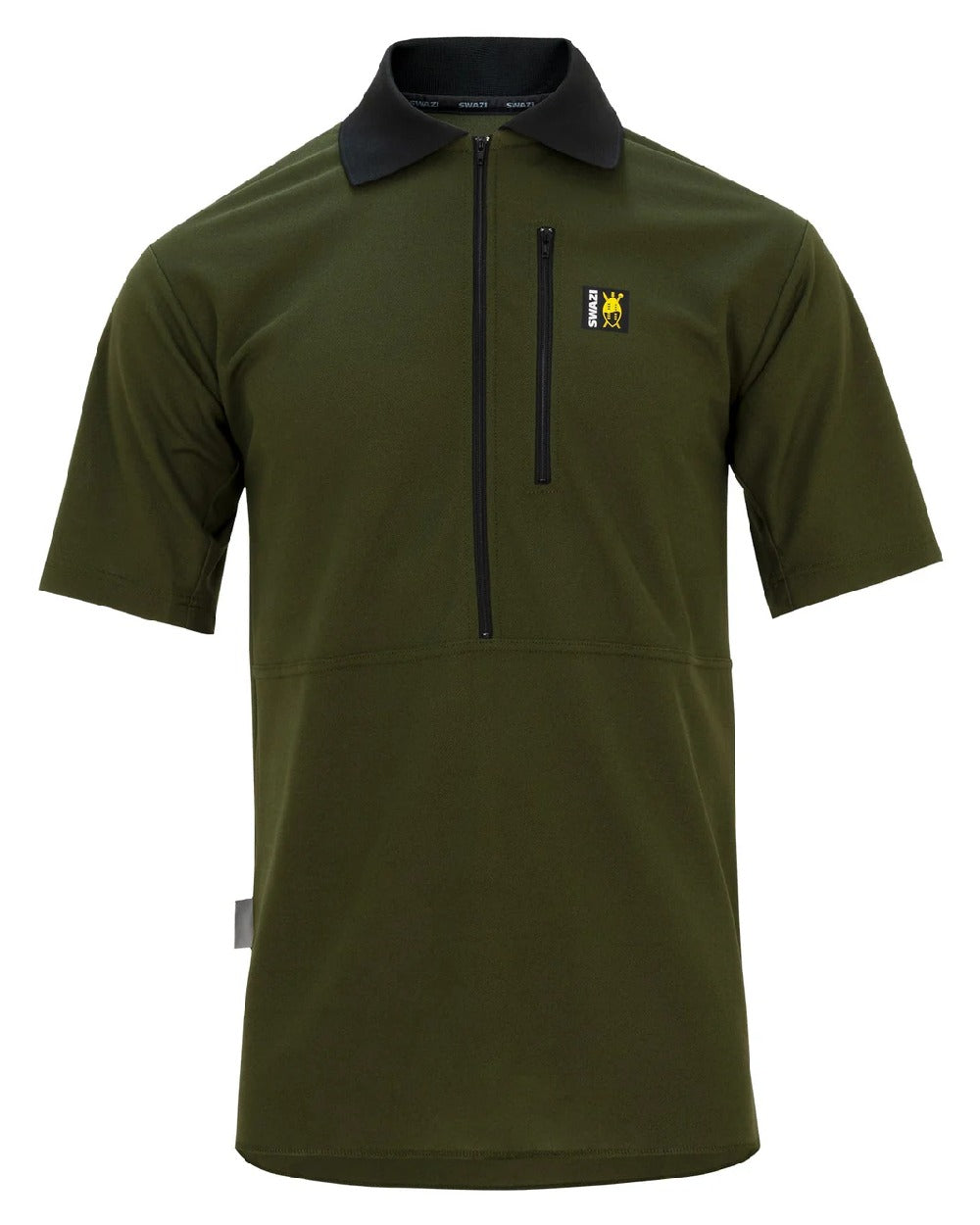 Olive coloured Swazi Mens Climb Max Short Sleeve Polo T-Shirt on white background