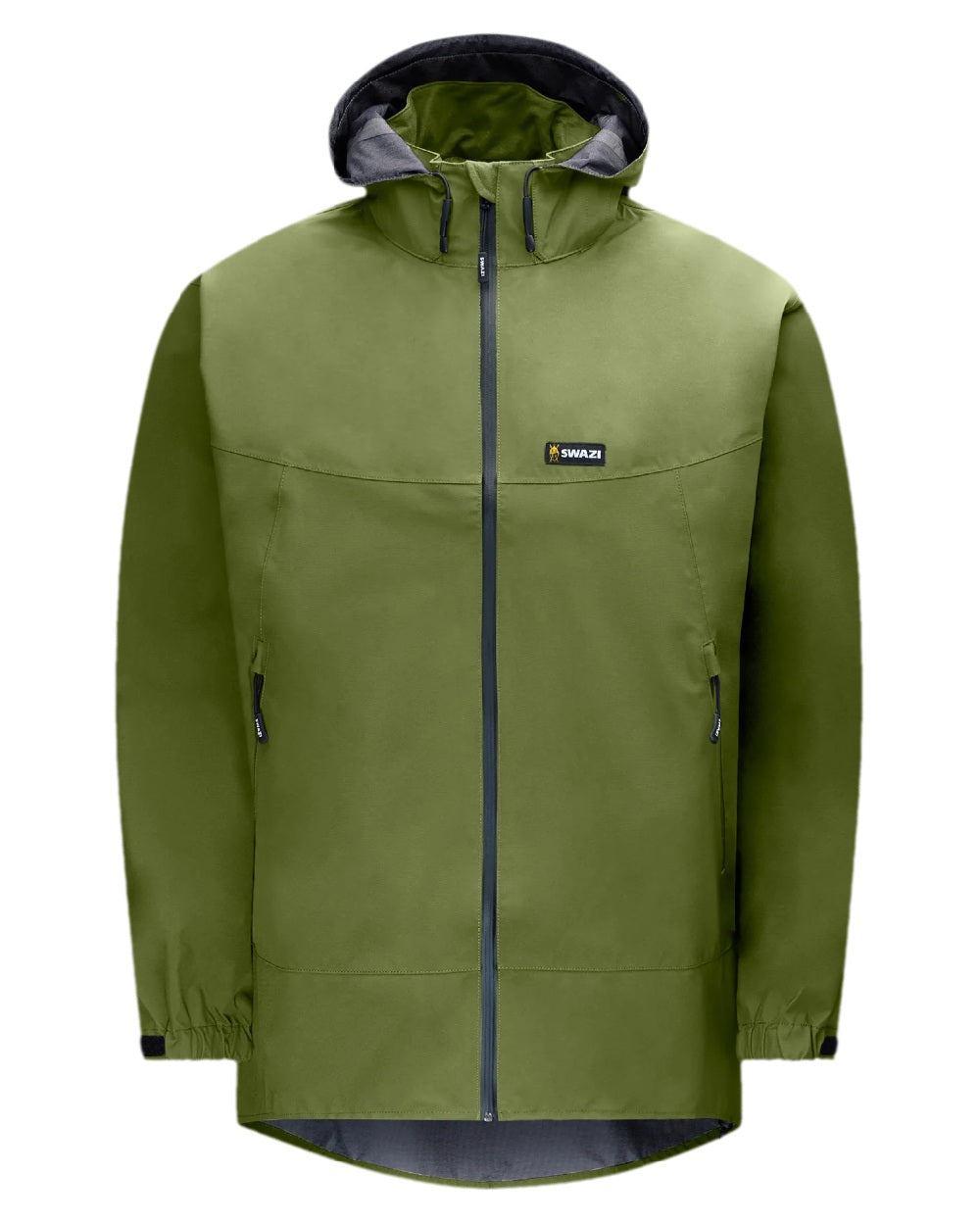 Olive Coloured Swazi Mens Sentinel Ultralight Jacket on white background