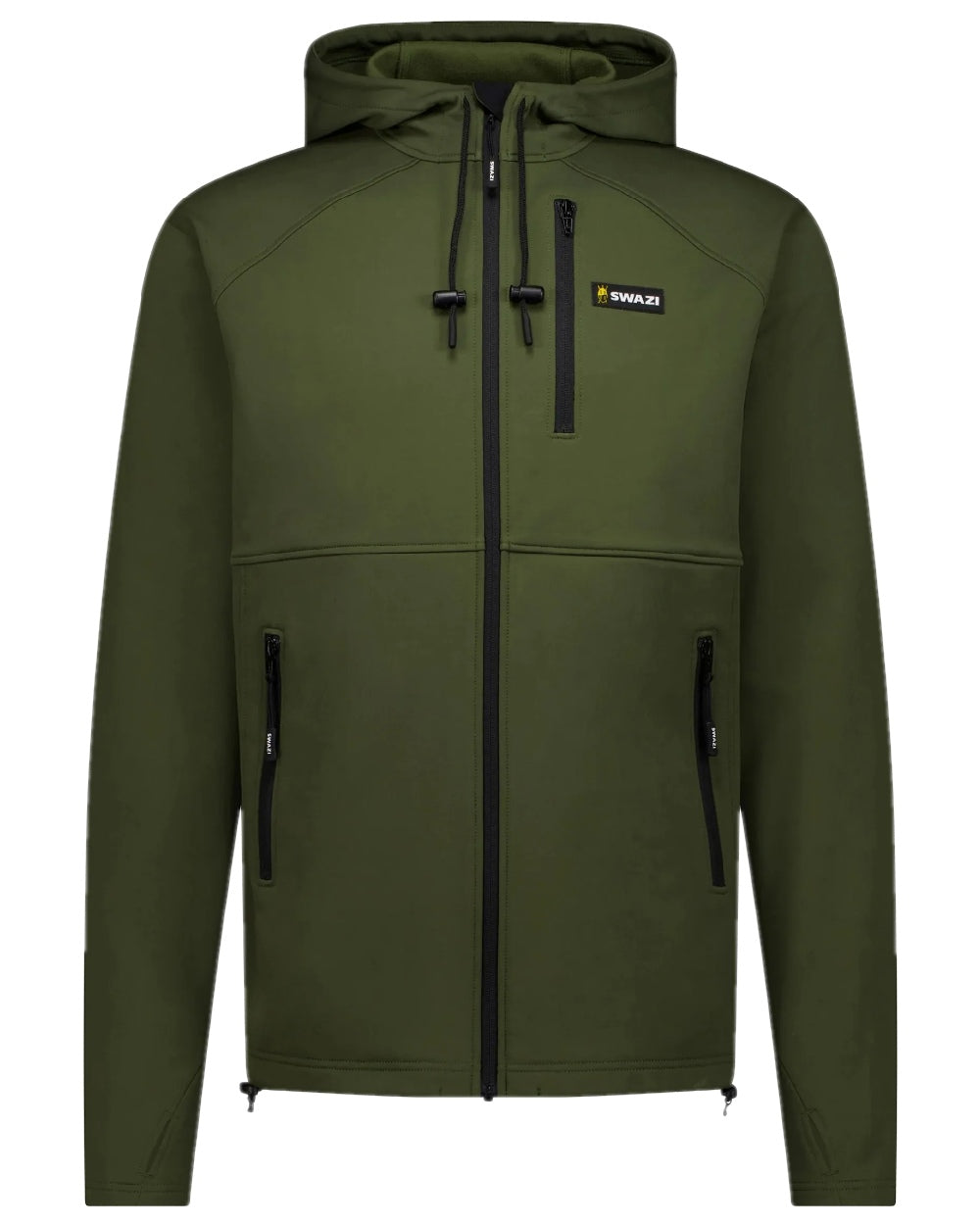 Olive Coloured Swazi Mens Stalker Hooded Jacket on white background