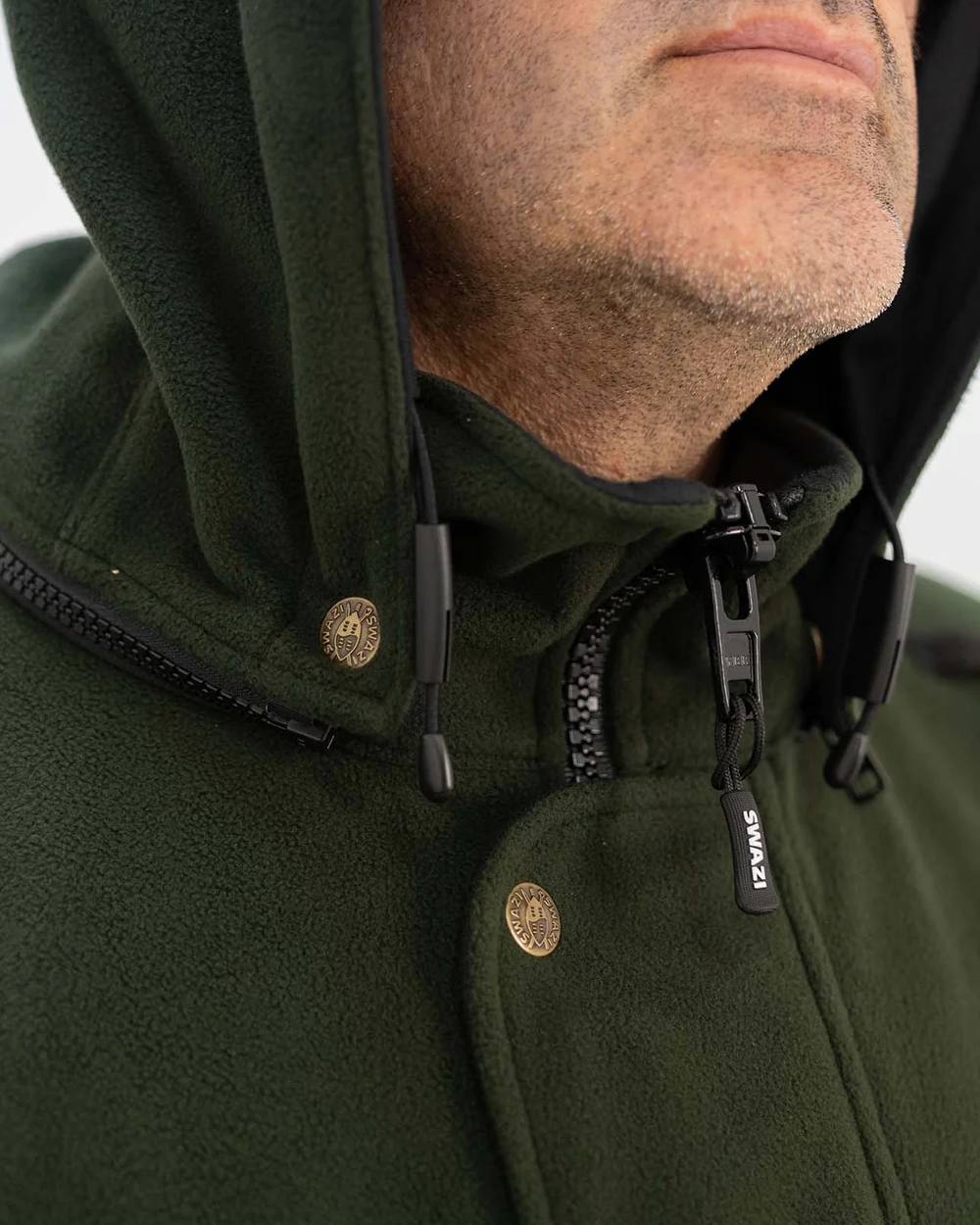 Olive coloured Swazi Mens Windriver Jacket on white background