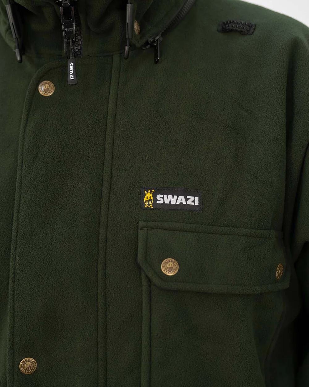 Olive coloured Swazi Mens Windriver Jacket on white background