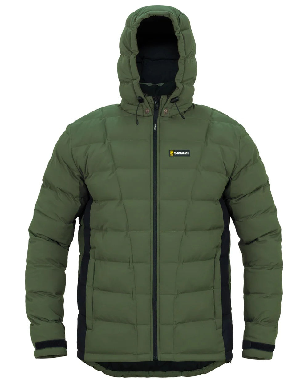 Olive coloured Swazi Puffadder Jacket on white background