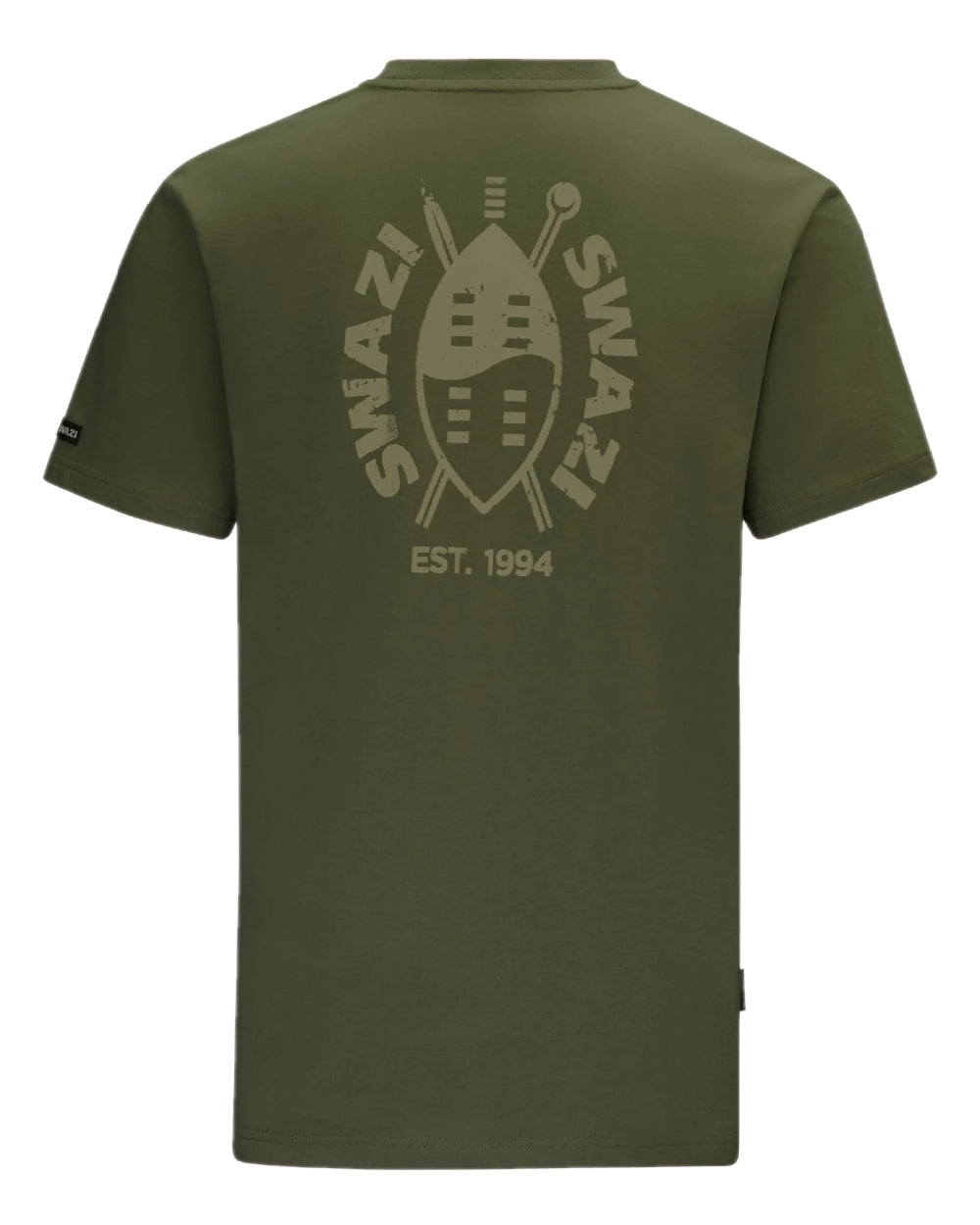 Olive Coloured Swazi Reverse Clan Tee on white background