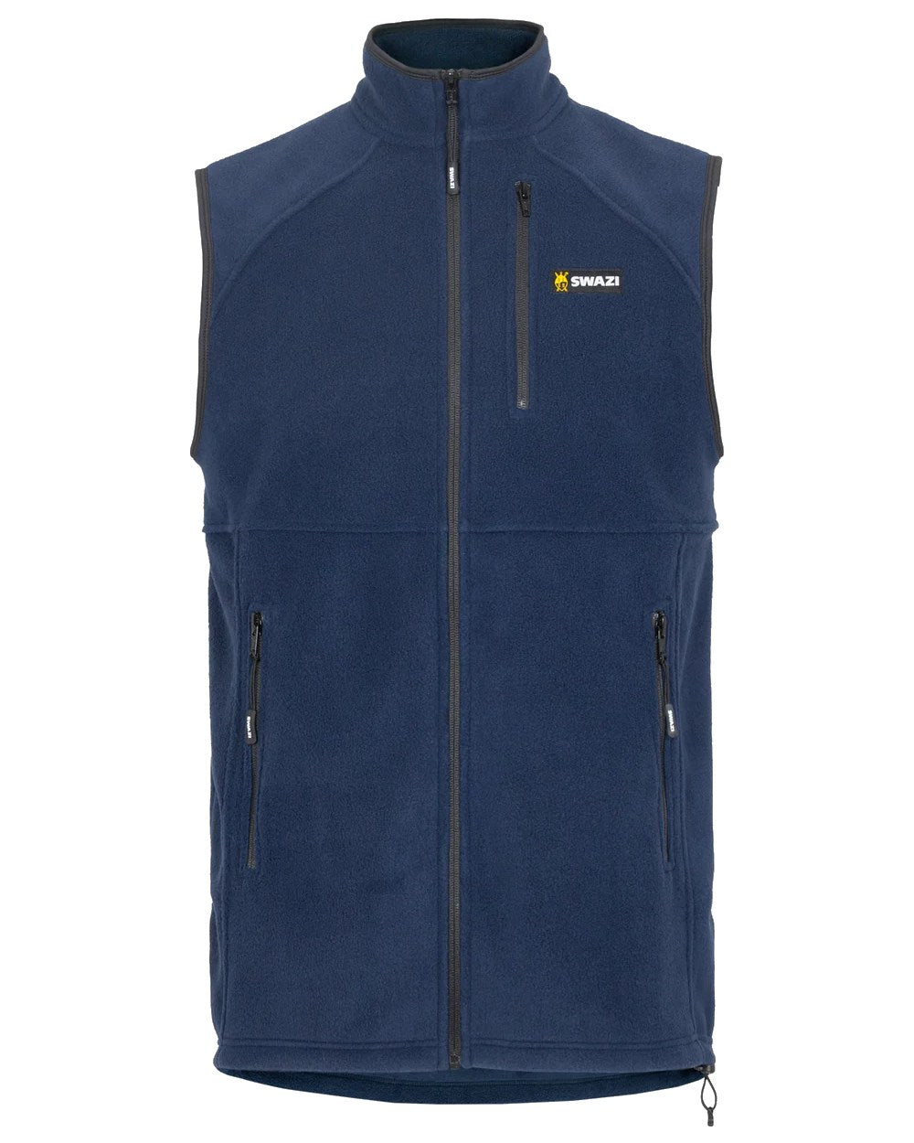 Navy Coloured Swazi Sherpa Vest on white background