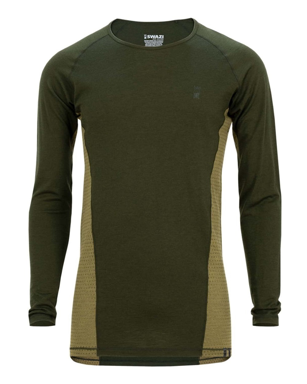 Olive Tussock Coloured Swazi The Hoodoo Long Sleeve T-Shirt On A White Background