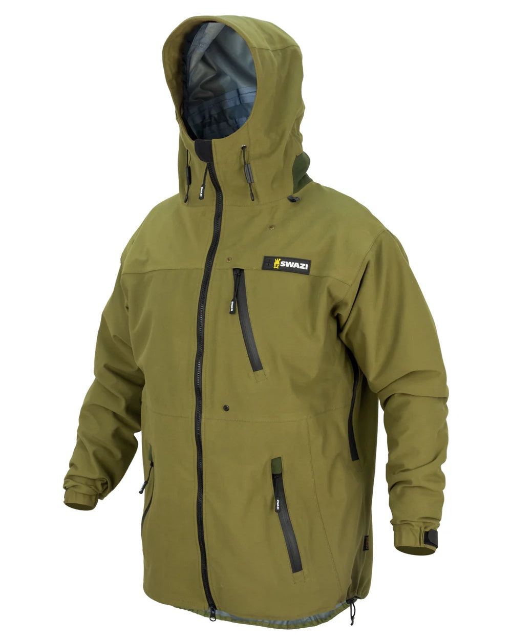 Tussock Green coloured Swazi The Ibex Jacket on white background