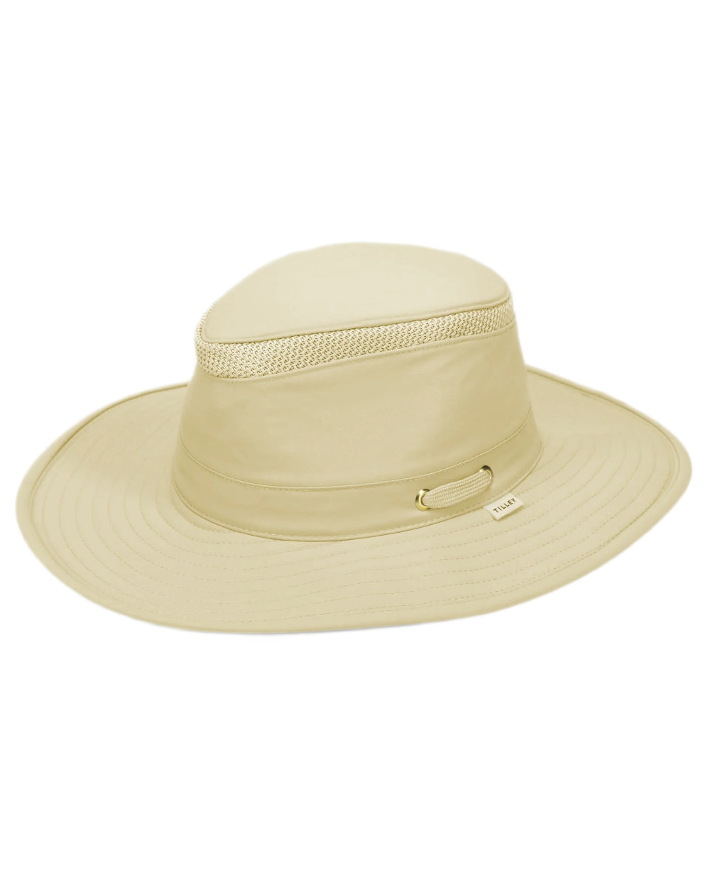 Khaki Olive Coloured Tilley Airflo Broad Brim Sun Hat on white background