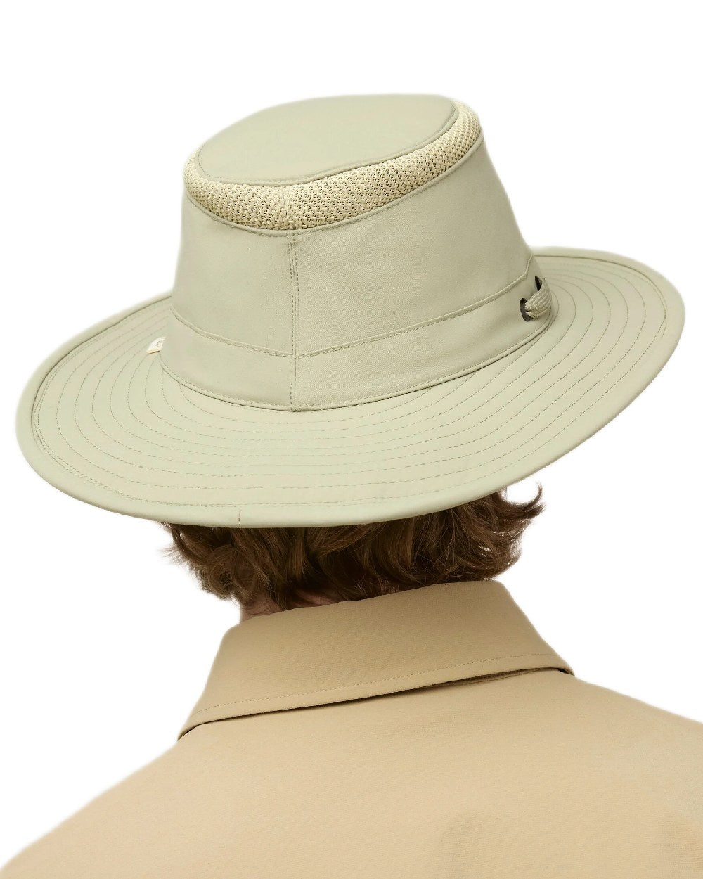 Light Sage Coloured Tilley Airflo Broad Brim Sun Hat on white background