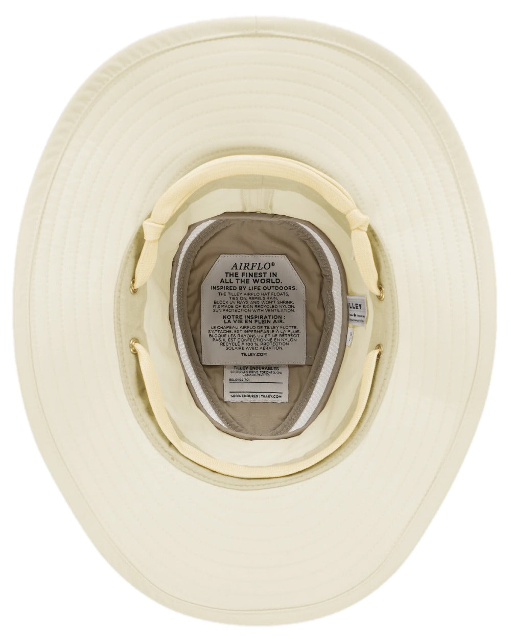 Light Stone Coloured Tilley Airflo Broad Brim Sun Hat on white background