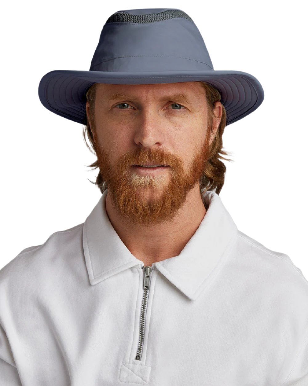 Soft Blue coloured Tilley Hats Airflo Broad Brim Sun Hat on white background
