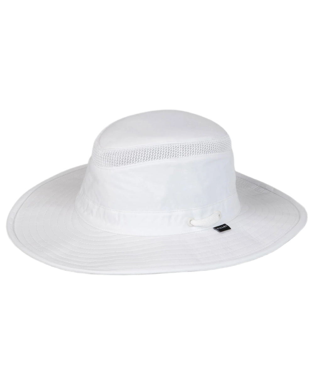 White Coloured Tilley Airflo Broad Brim Sun Hat on white background