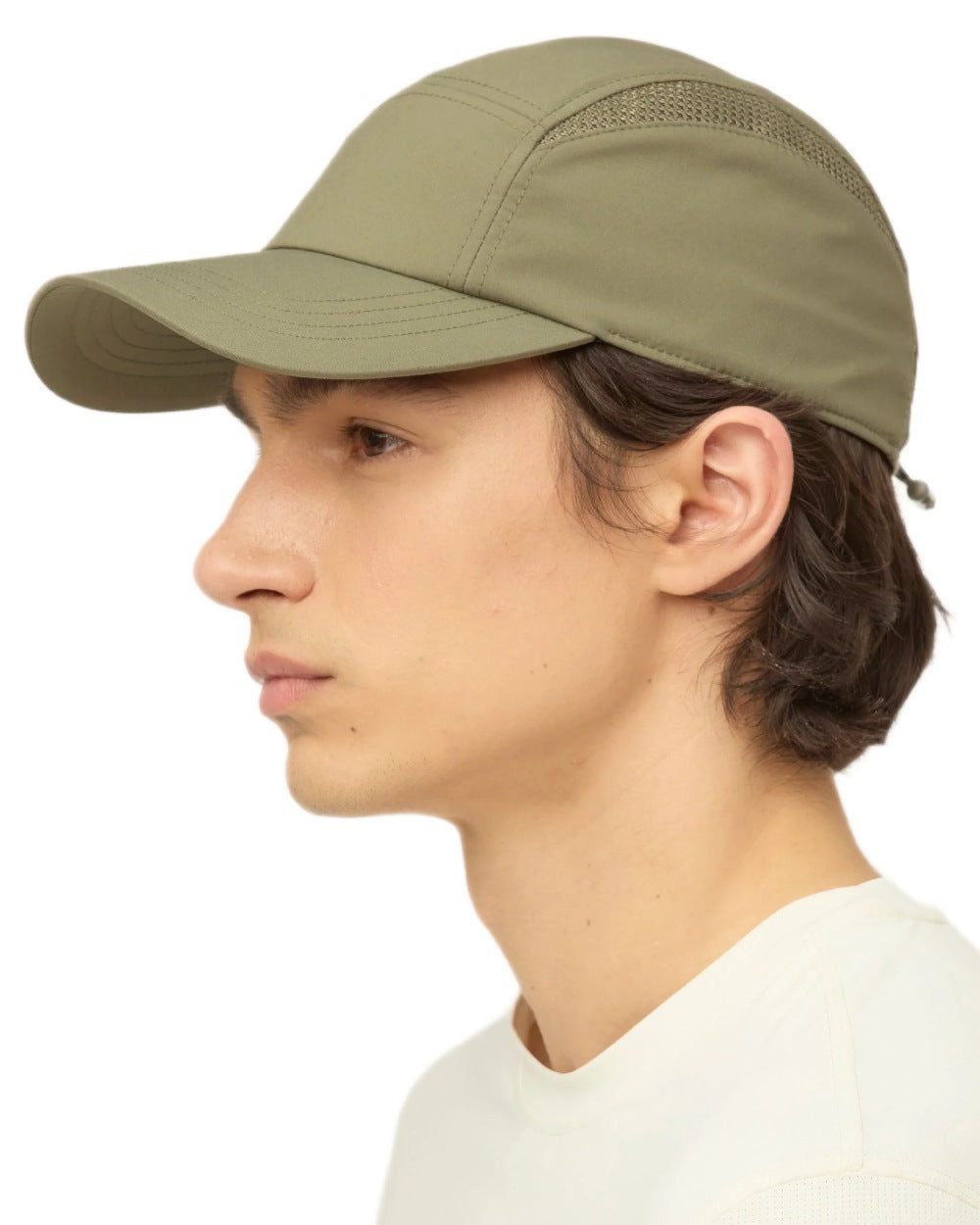 Thyme green coloured Tilley Airflo Cap on white background