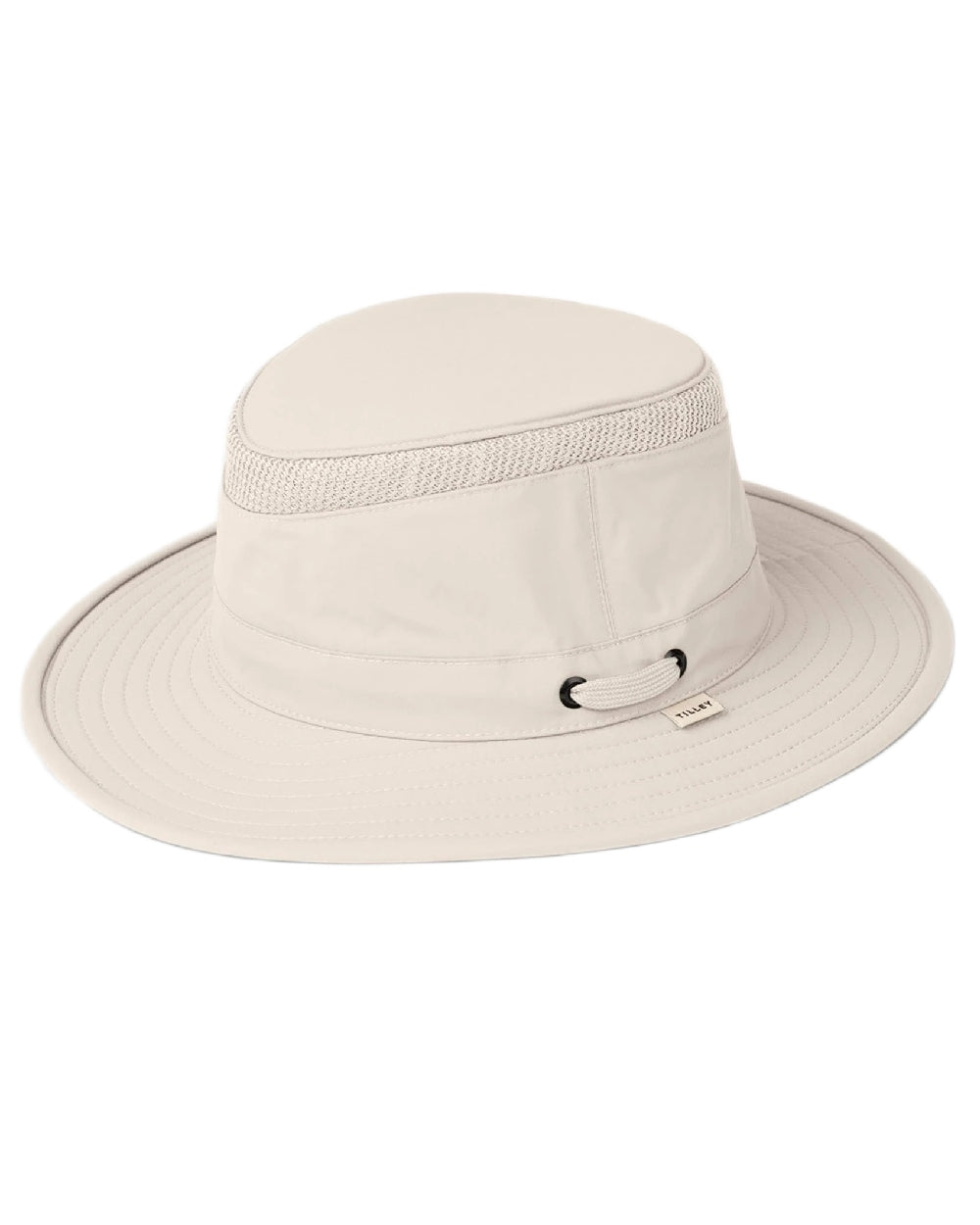 Light Stone Coloured Tilley Airflo Medium Brim Recycled Hat on white background