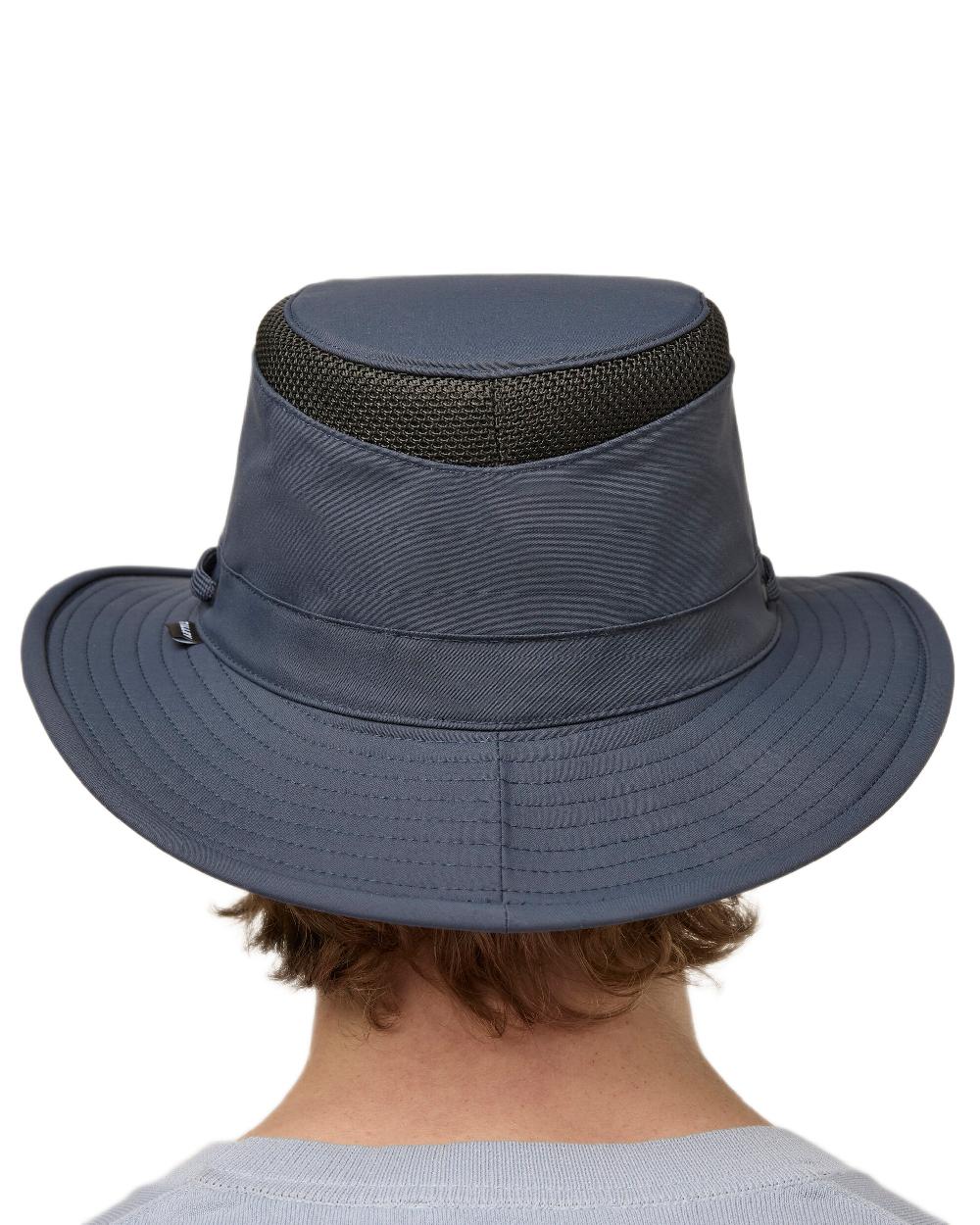 Midnight Navy Coloured Tilley Airflo Medium Brim Recycled Hat on white background