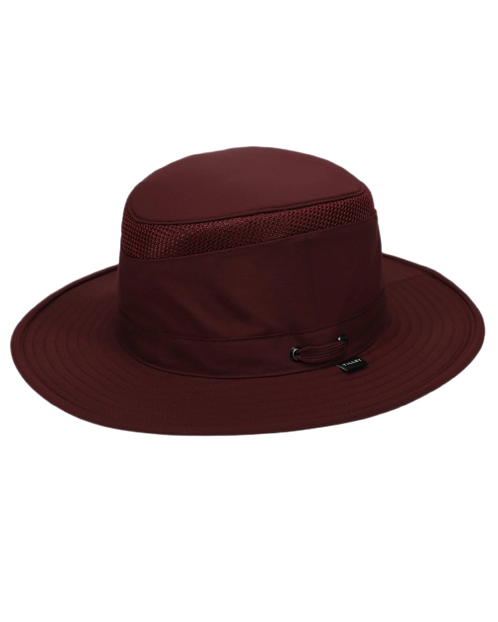 Mulberry Coloured Tilley Airflo Medium Brim Recycled Hat on white background