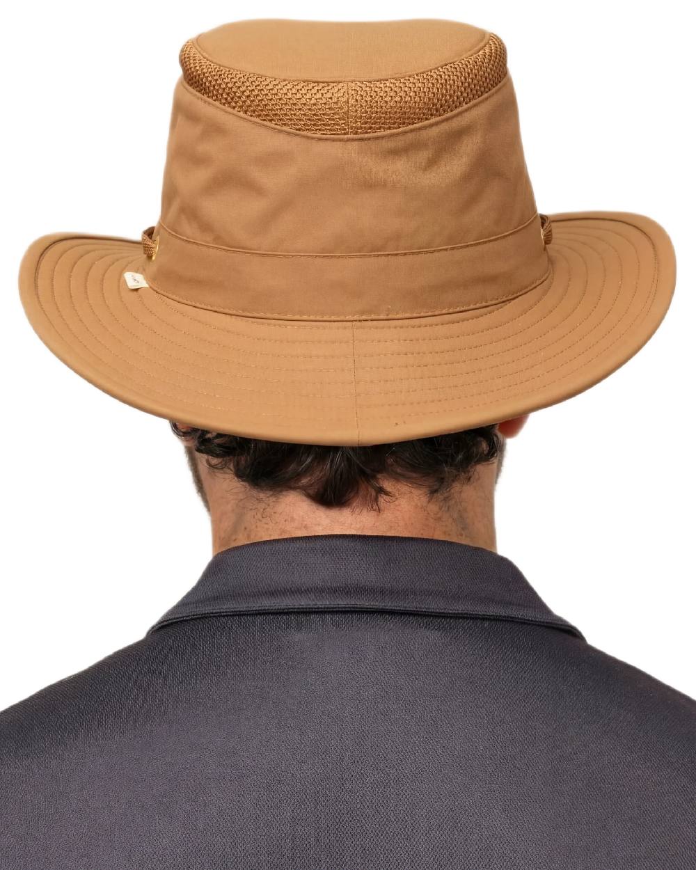 Toffee Coloured Tilley Airflo Medium Brim Recycled Hat on white background