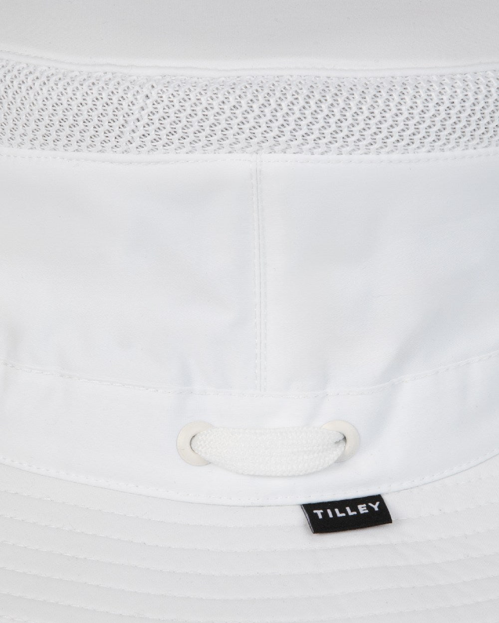 White Coloured Tilley Airflo Medium Brim Recycled Hat on white background