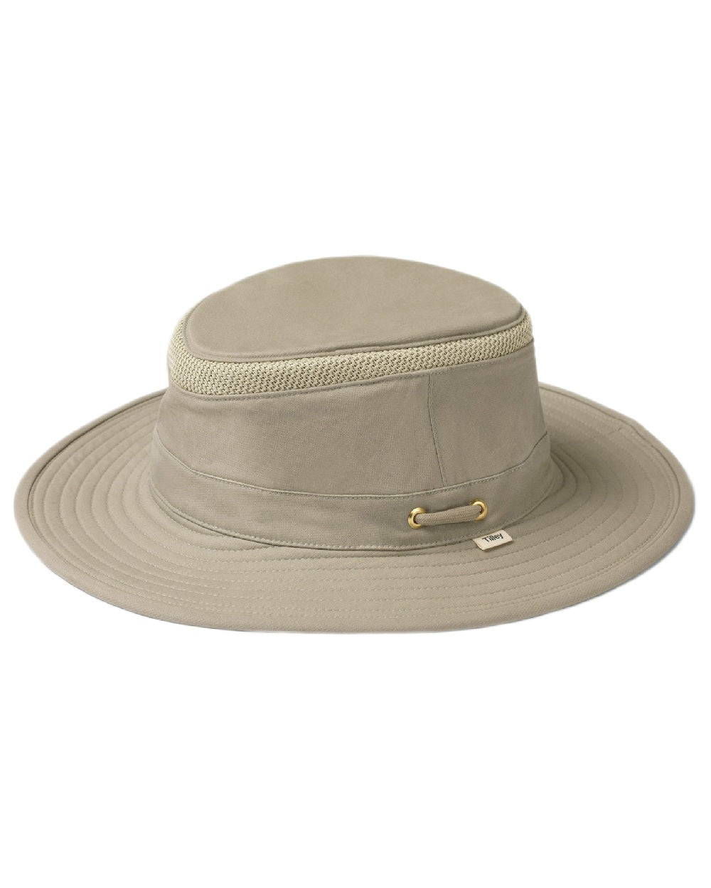 Khaki Olive Coloured Tilley Airflo Organic T5MO Cotton Hat on white background