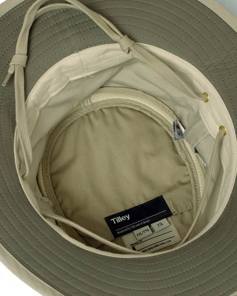 Khaki Olive Coloured Tilley Airflo Organic T5MO Cotton Hat on white background