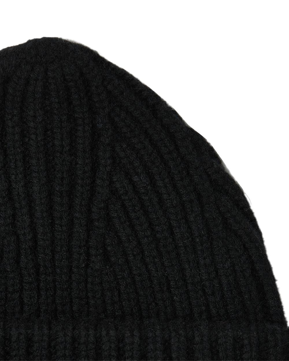 Black Coloured Tilley Alpine Beanie on white background