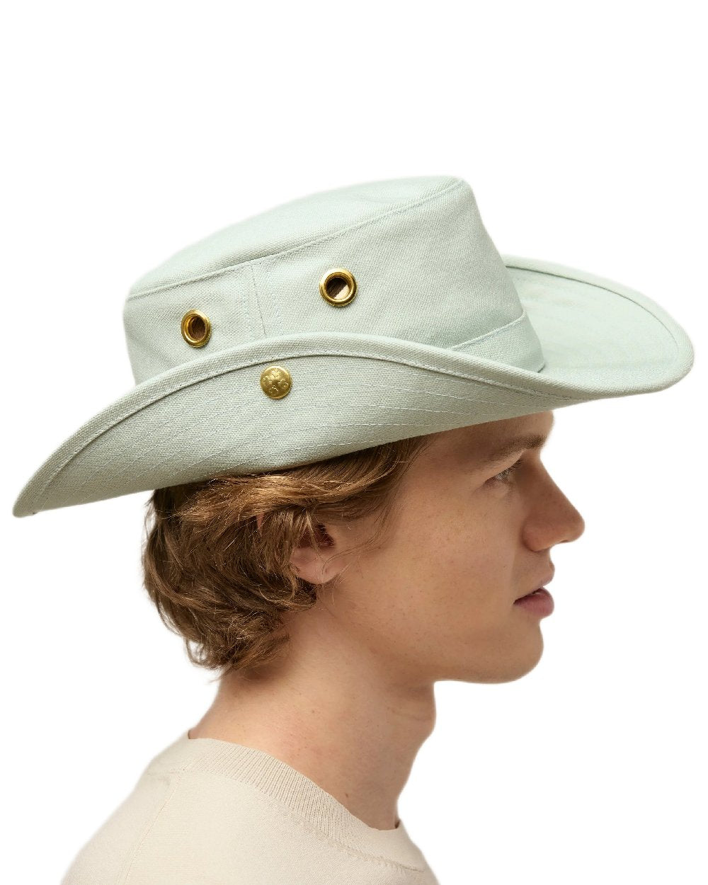 Mist Blue Coloured Tilley Classic T3 Cotton Hat on white background