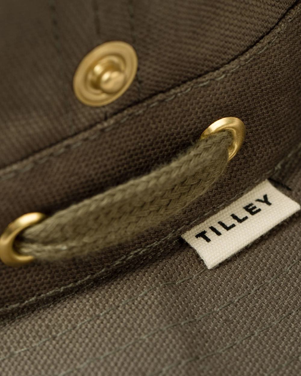 Olive Coloured Tilley Classic T3 Cotton Hat on white background