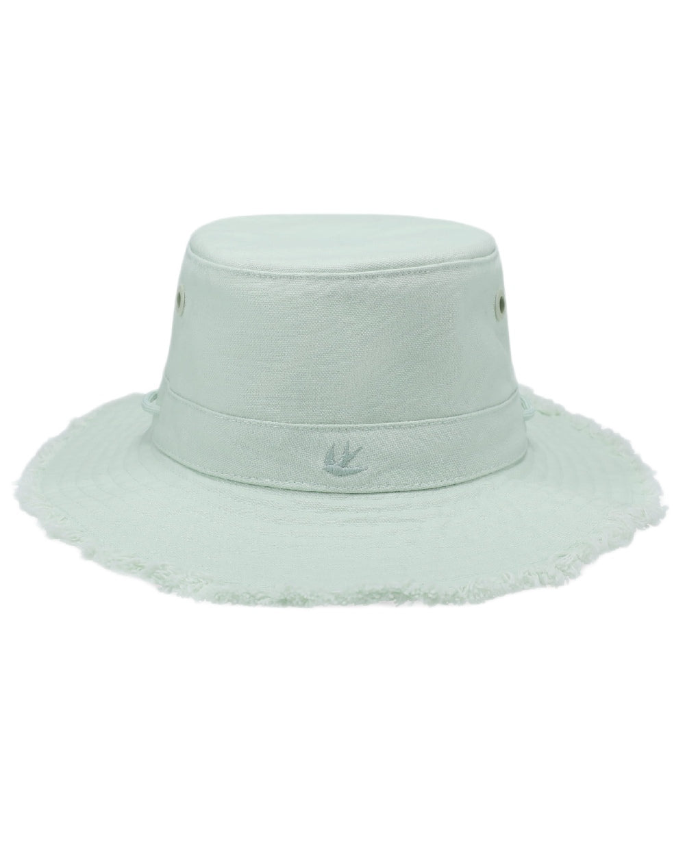 Frosted Mint Coloured Tilley Fringe Wanderer Hat on white background