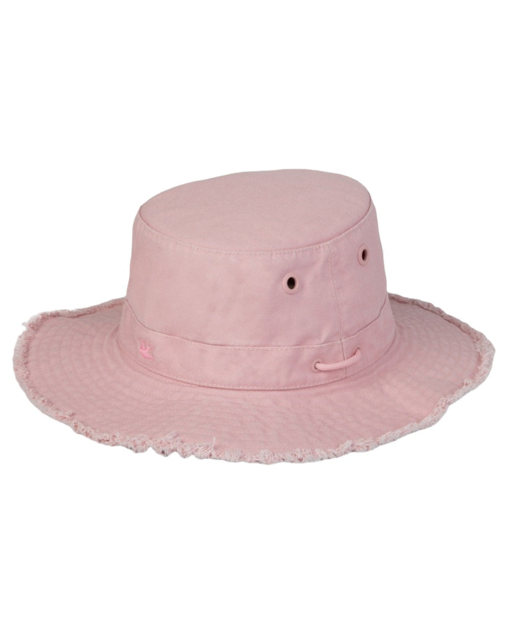 Light Pink Coloured Tilley Fringe Wanderer Hat on white background