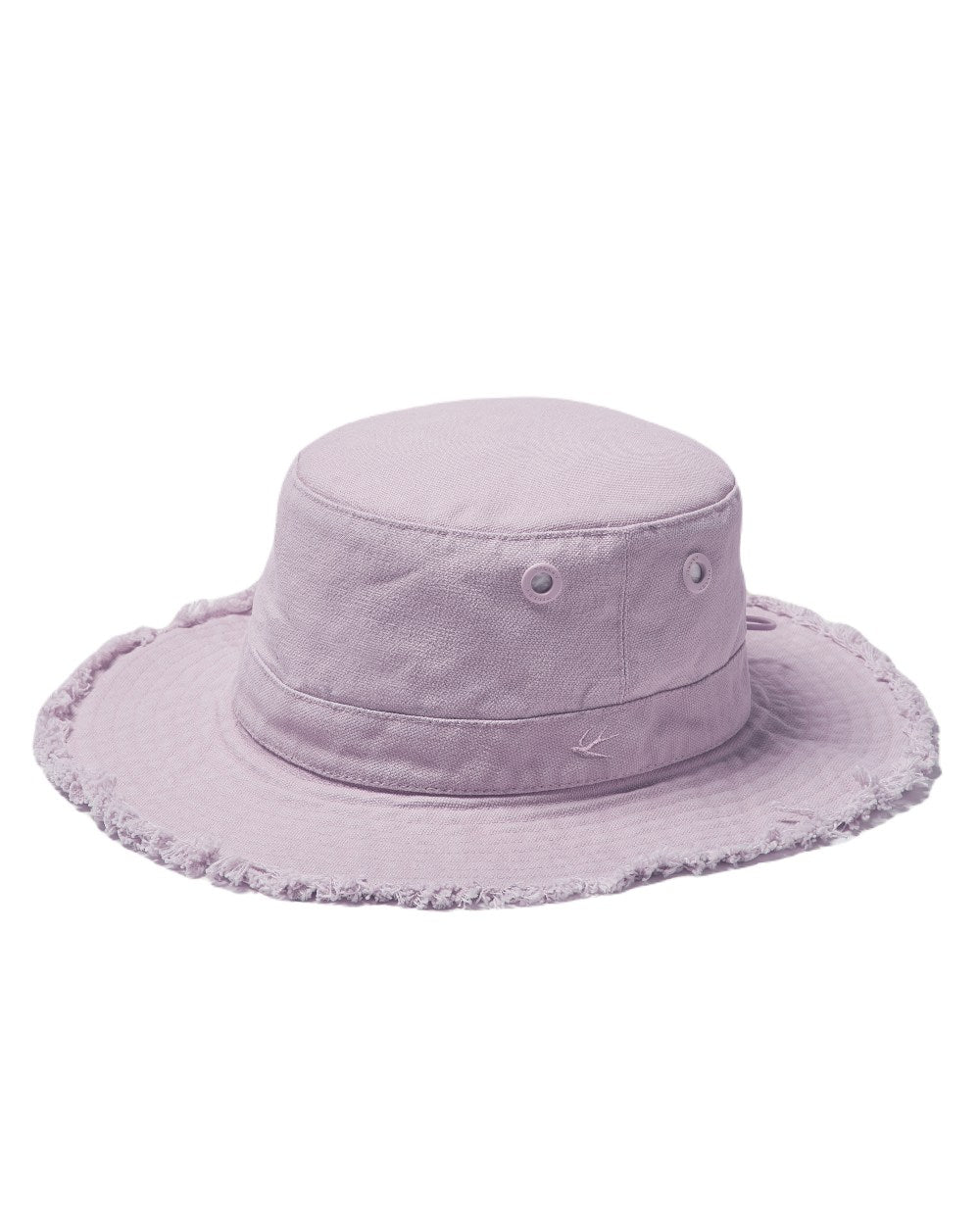 Purple Coloured Tilley Fringe Wanderer Hat on white background