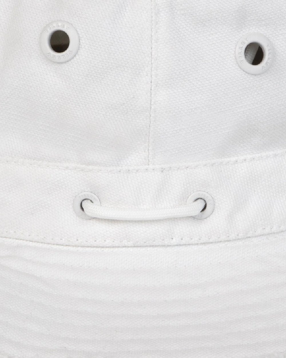 White Coloured Tilley Fringe Wanderer Hat on white background