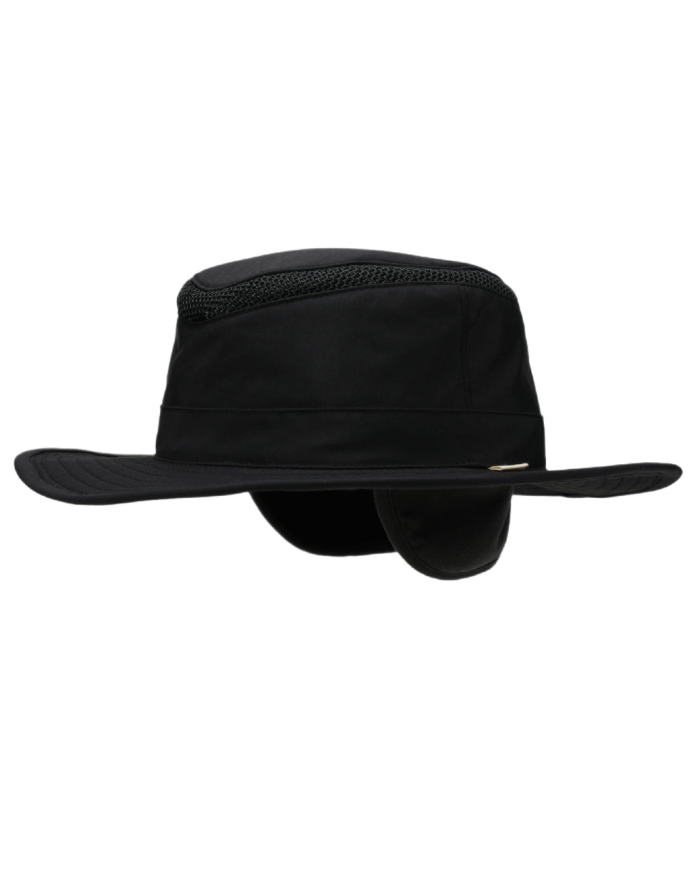 Black Coloured Tilley LTM5 Winterised Airflo Slim Sun Hat on white background