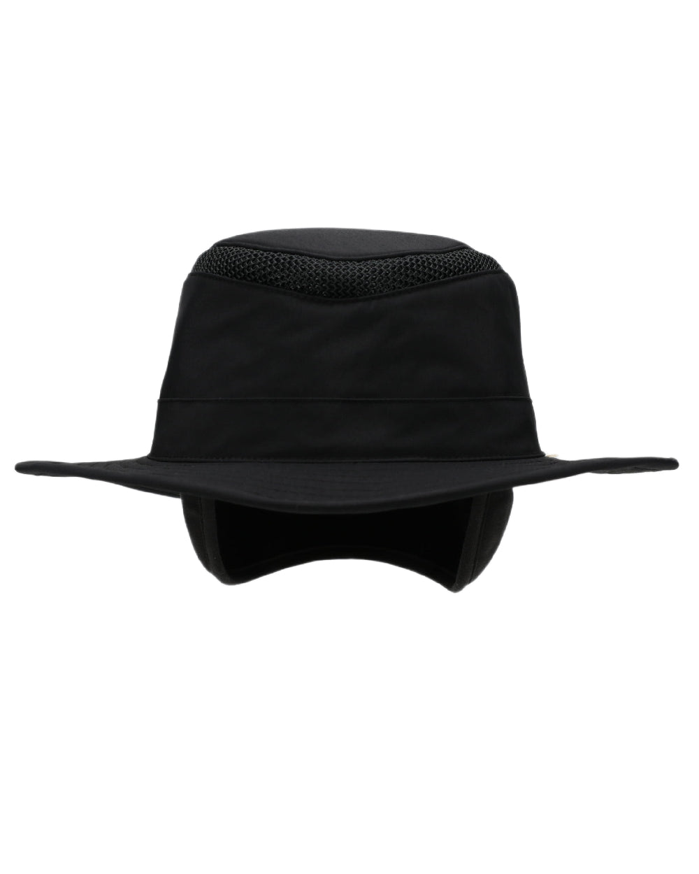Black Coloured Tilley LTM5 Winterised Airflo Slim Sun Hat on white background