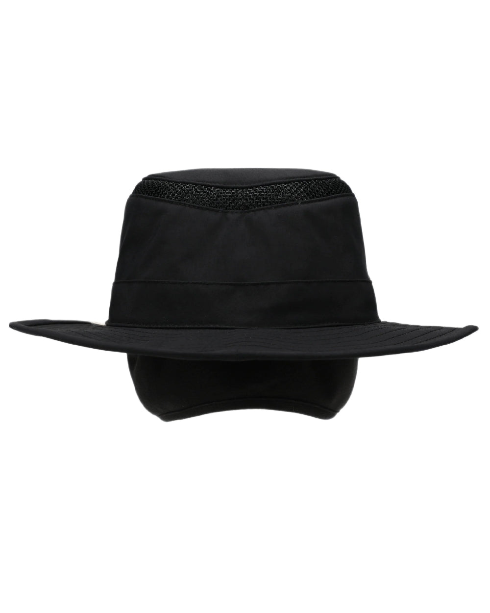 Black Coloured Tilley LTM5 Winterised Airflo Slim Sun Hat on white background