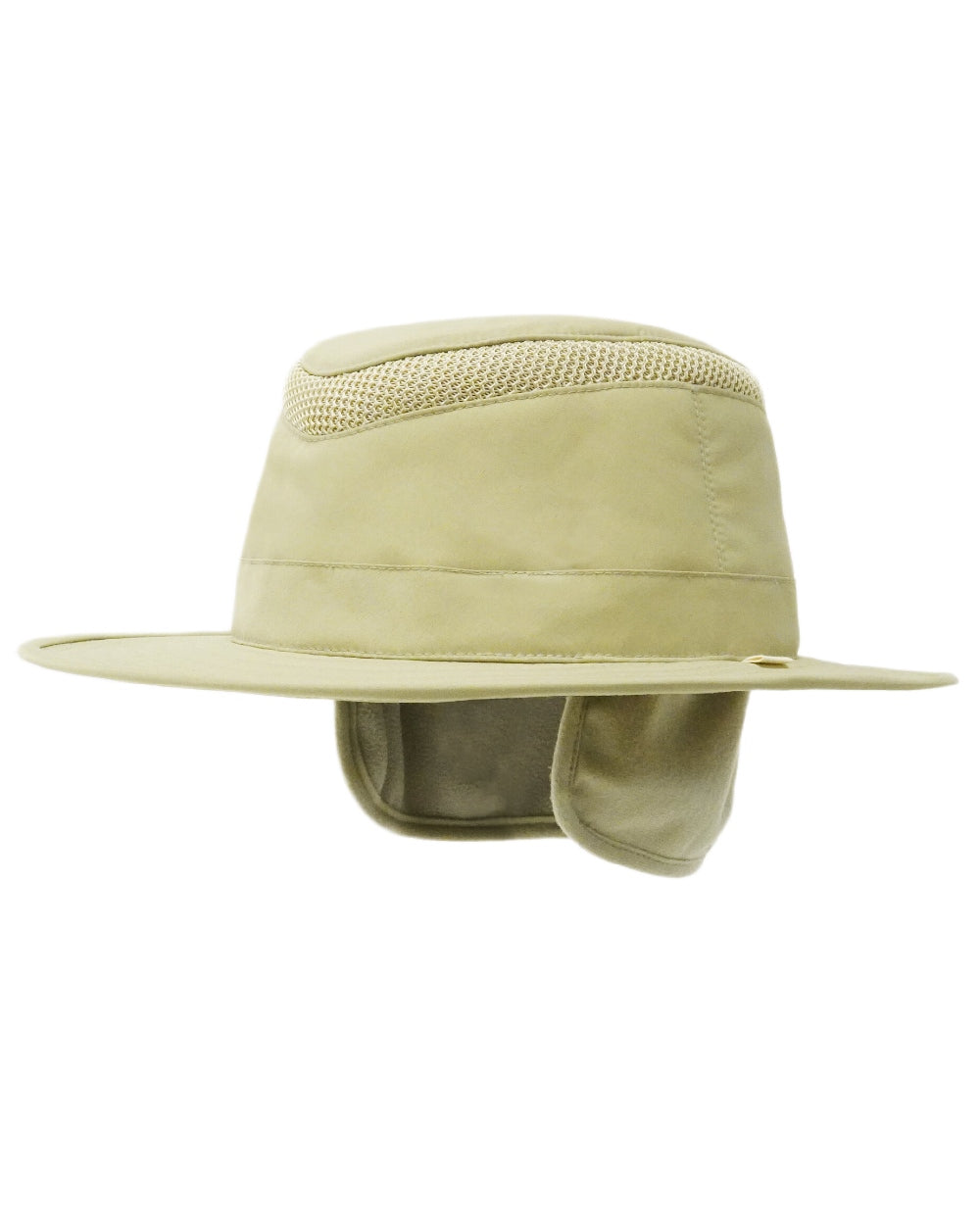 Khaki Coloured Tilley LTM5 Winterised Airflo Slim Sun Hat on white background