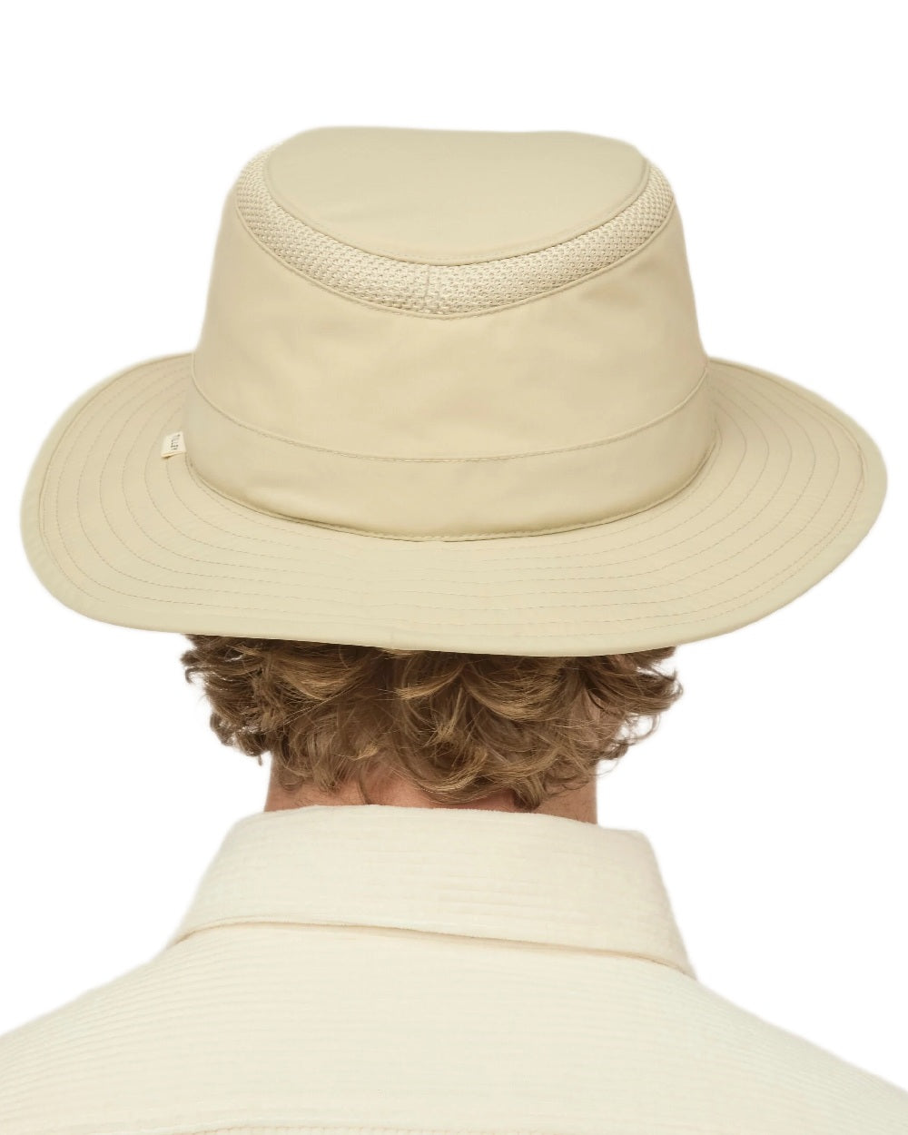 Khaki Coloured Tilley LTM5 Winterised Airflo Slim Sun Hat on white background