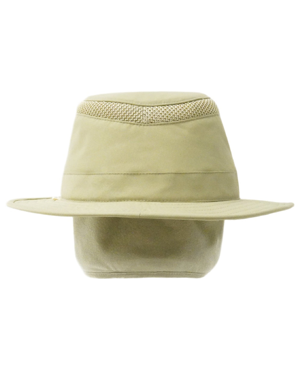 Khaki Coloured Tilley LTM5 Winterised Airflo Slim Sun Hat on white background