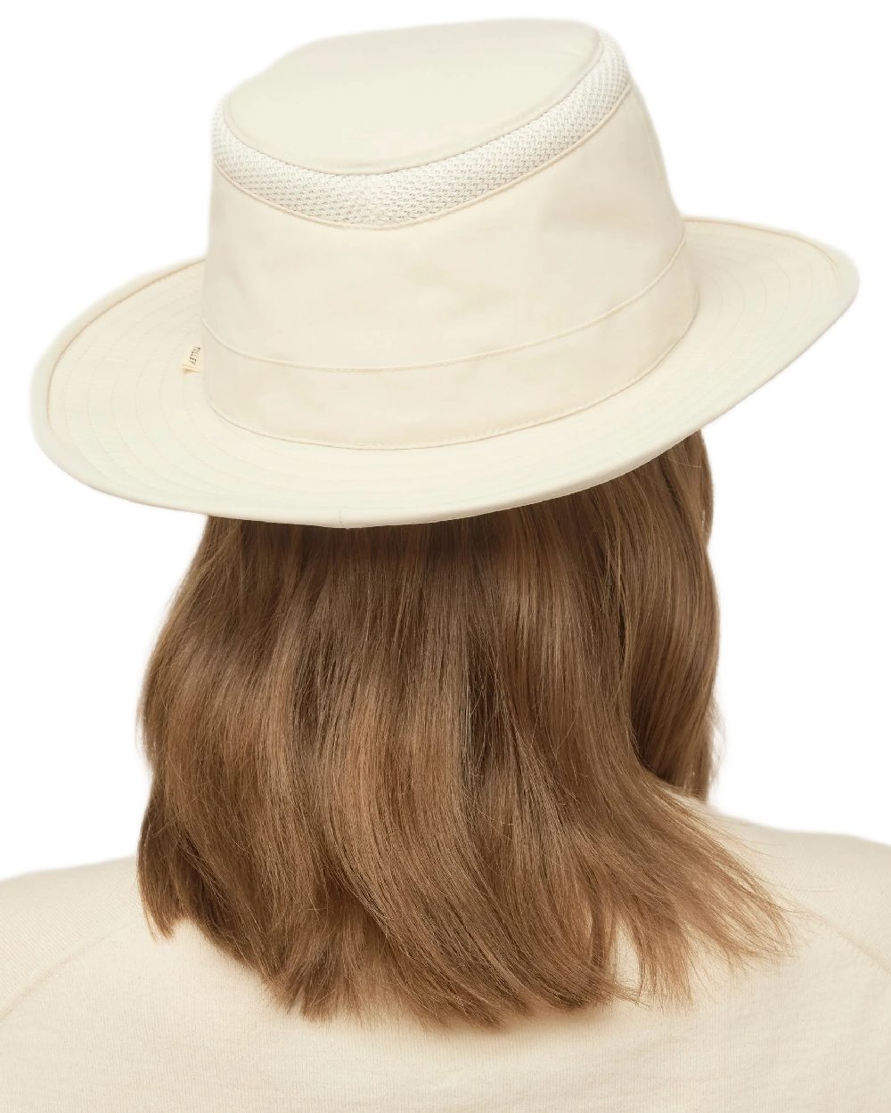Light Stone Coloured Tilley LTM5 Winterised Airflo Slim Sun Hat on white background
