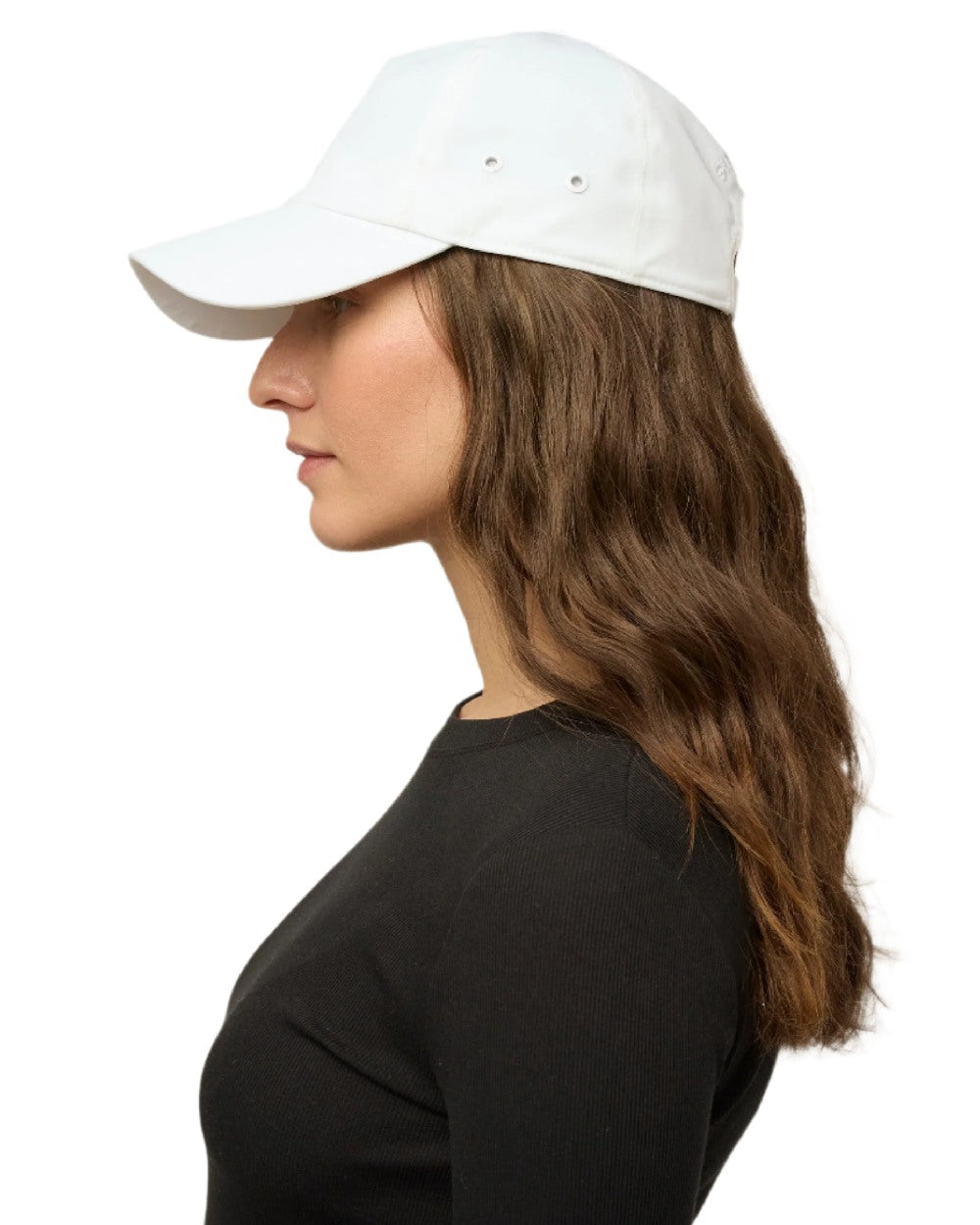 White Coloured Tilley New Tech Travel Cap on white background