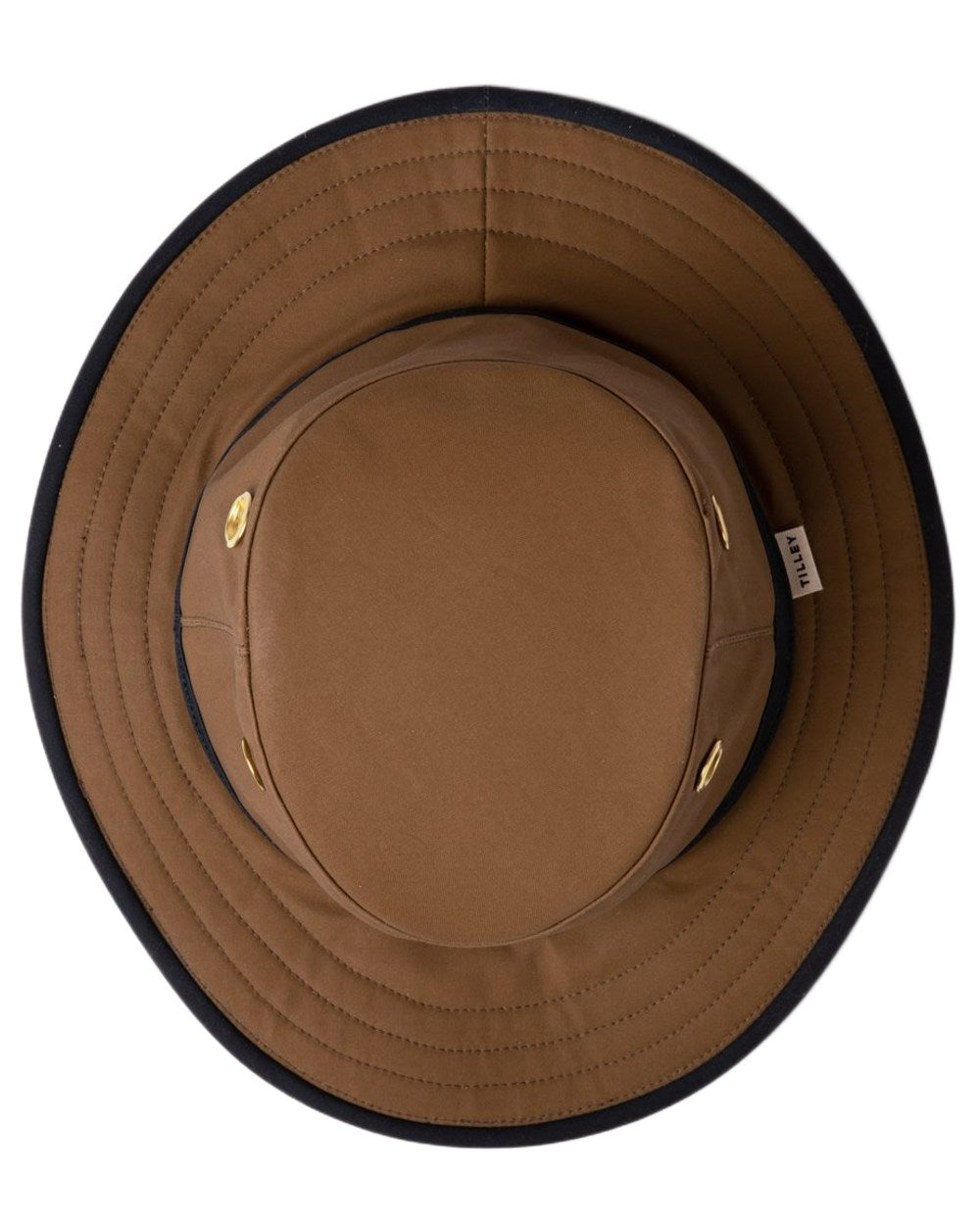 British Tan Navy Coloured Tilley Outback Waxed Cotton Hat on white background