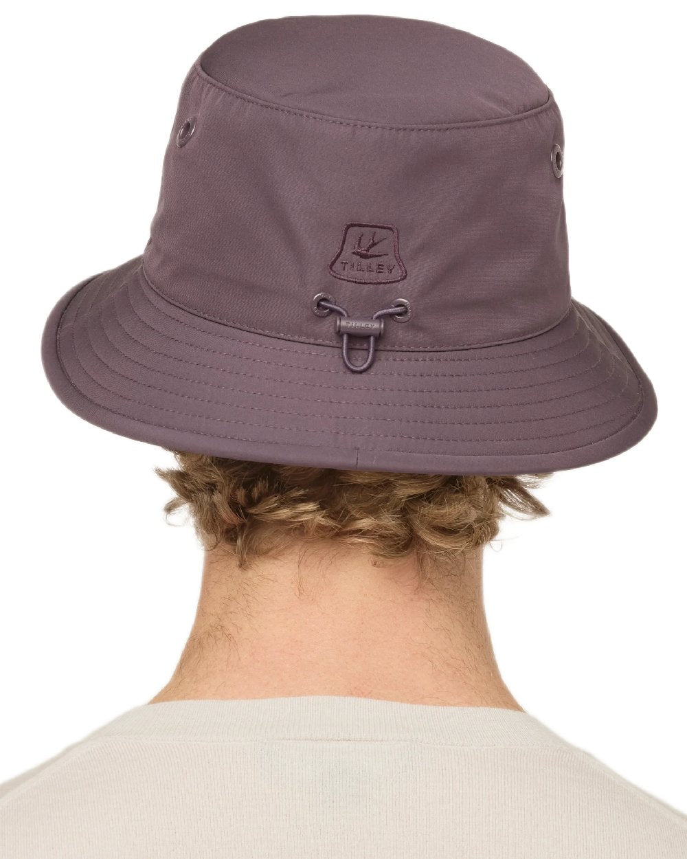 Aubergine Coloured Tilley T1 Performance Bucket Hat on white background